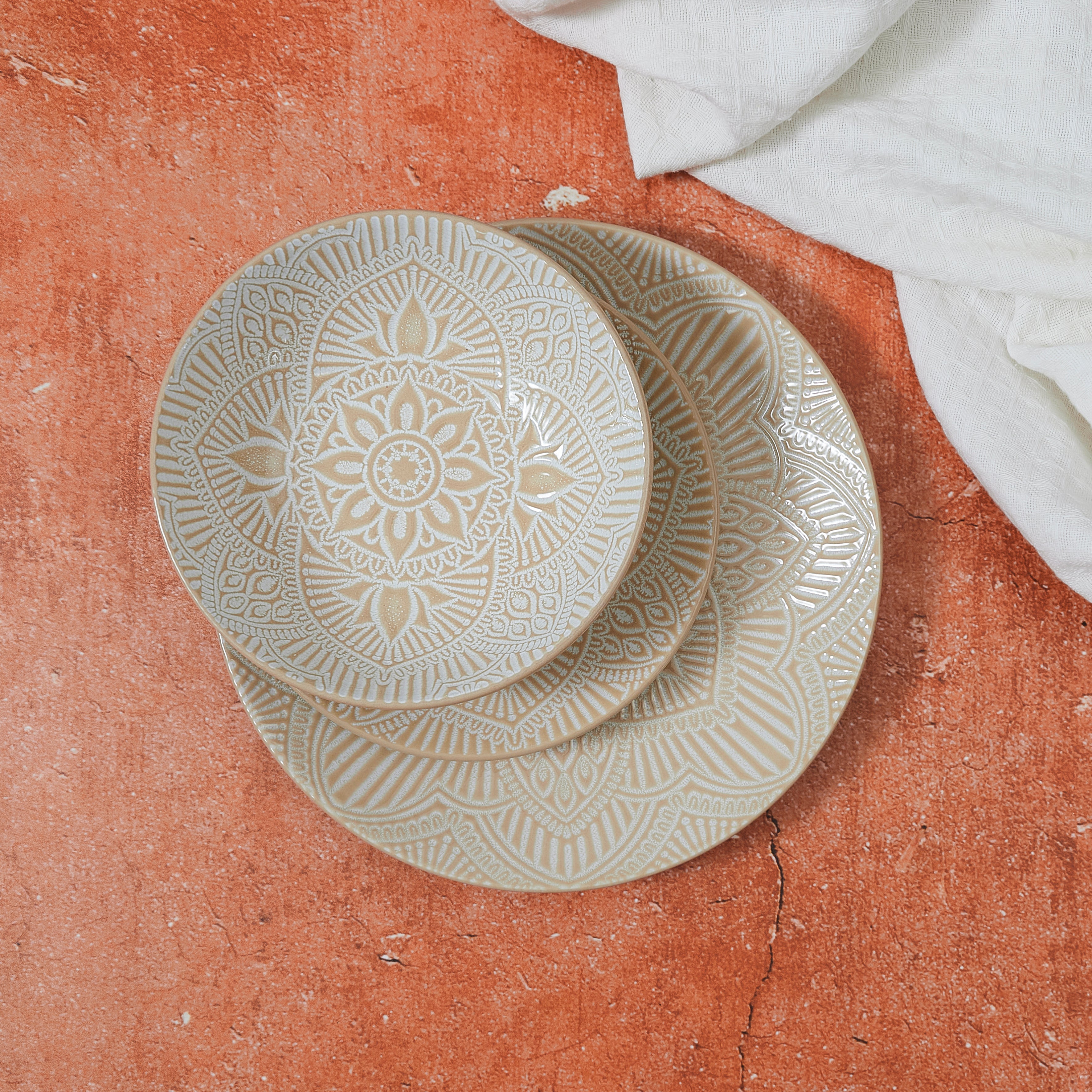ASSIETTE SAHARA BEIGE D27CM - LOT DE 6
