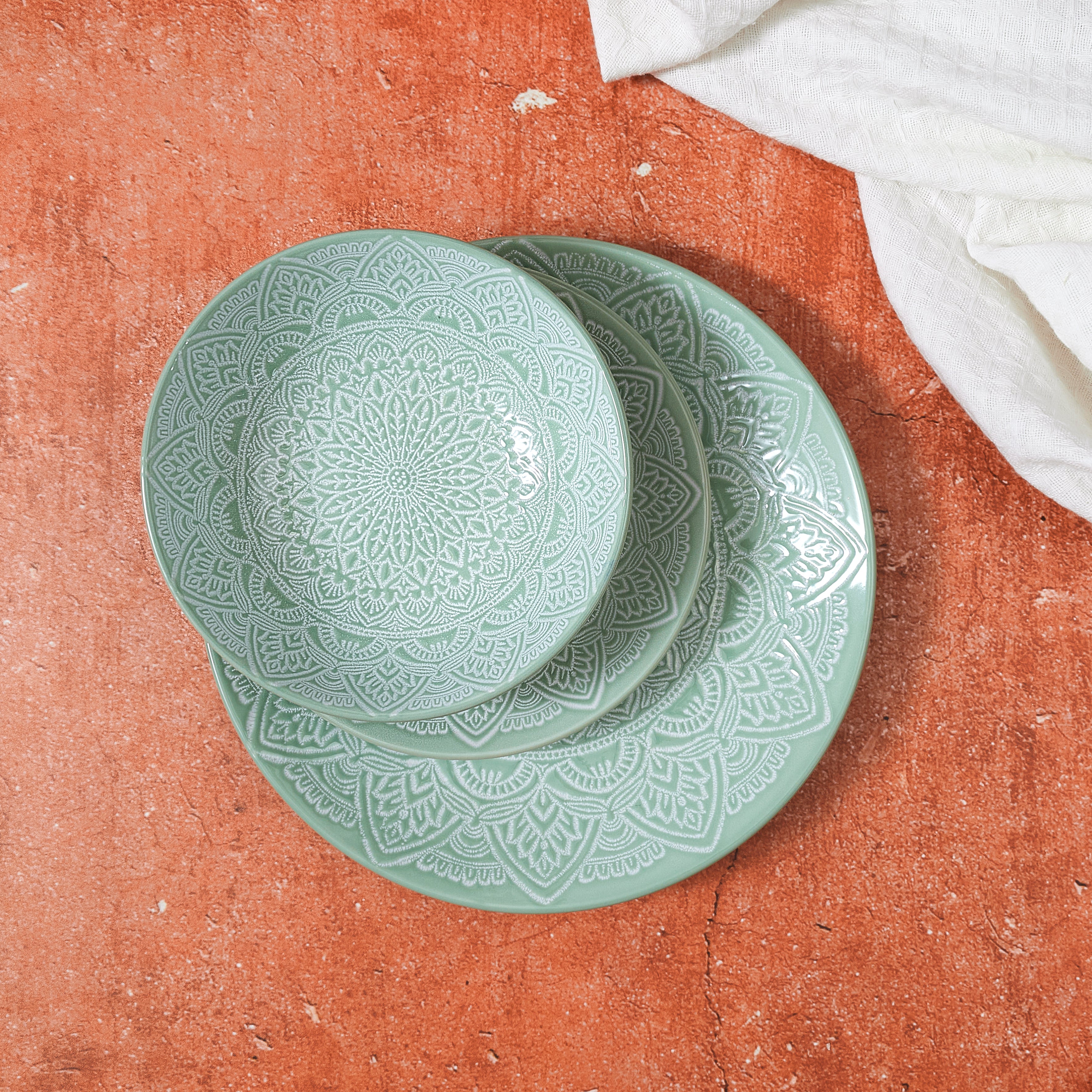 ASSIETTE SAHARA VERT D27CM - LOT DE 6