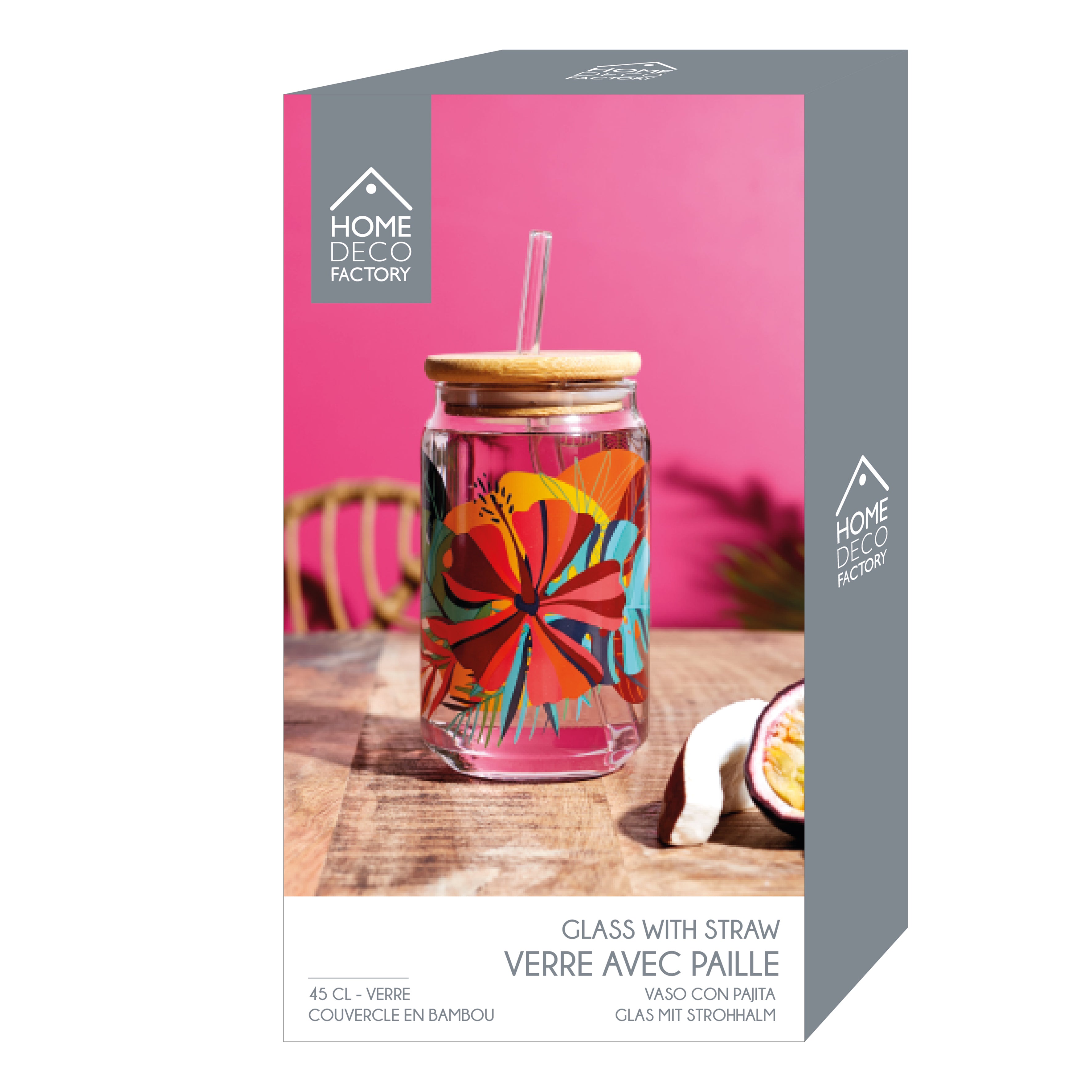 CANETTE ET PAILLE VERRE PARADIS EXOTIQUE 45CL