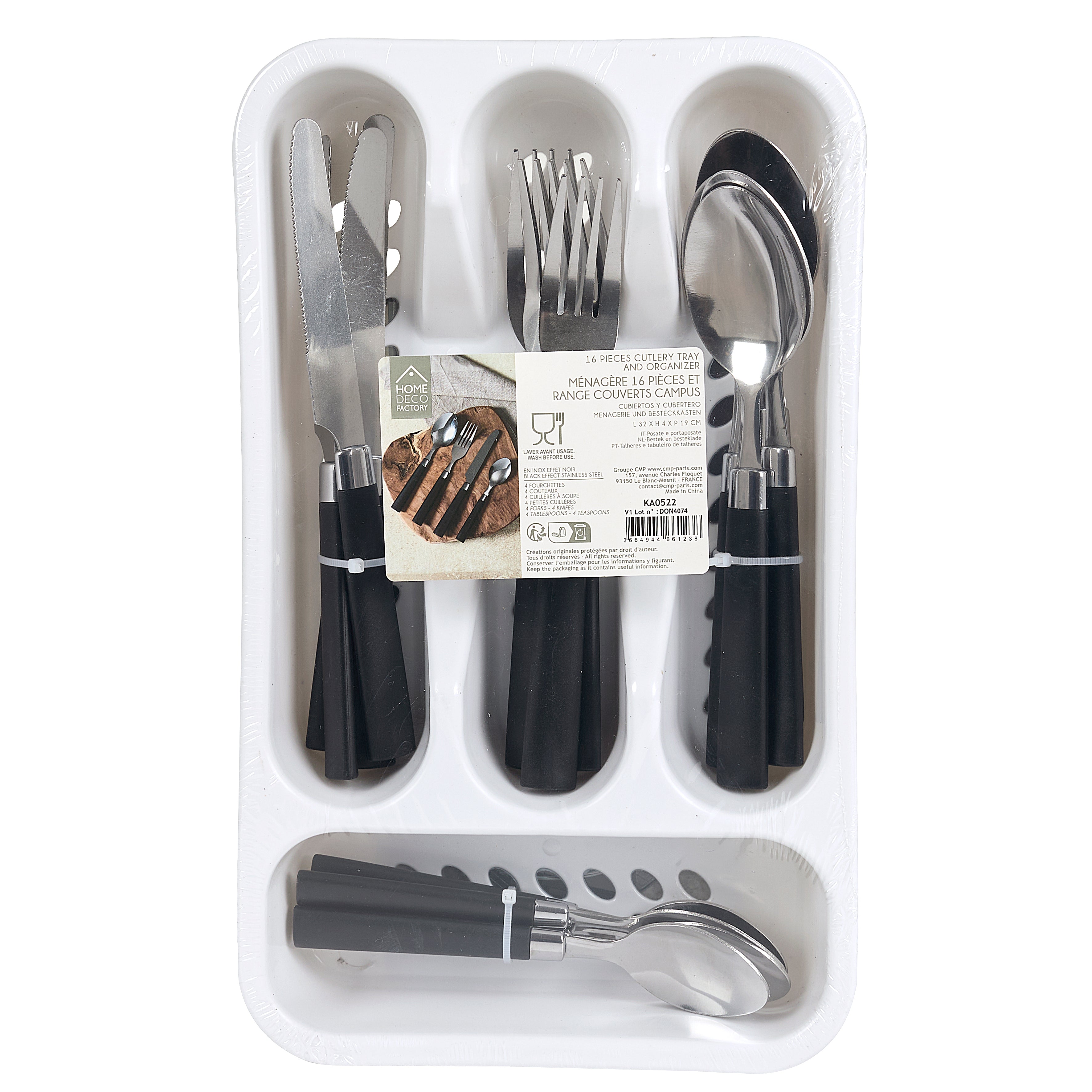 RANGE COUVERTS 16PCS NOIR CAMPUS