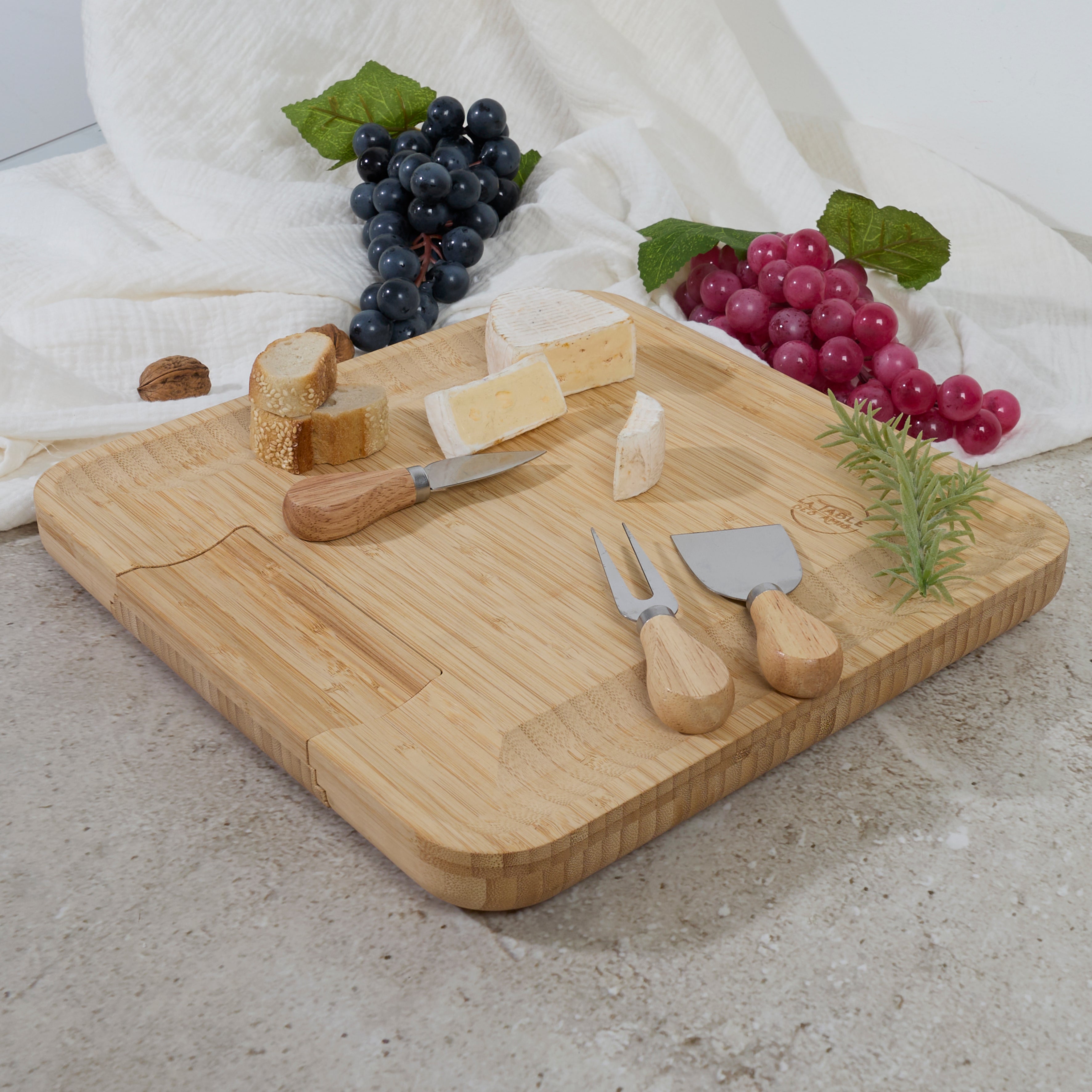 PLANCHE APERO BAMBOU TIROIR COUTEAUX FROMAGE