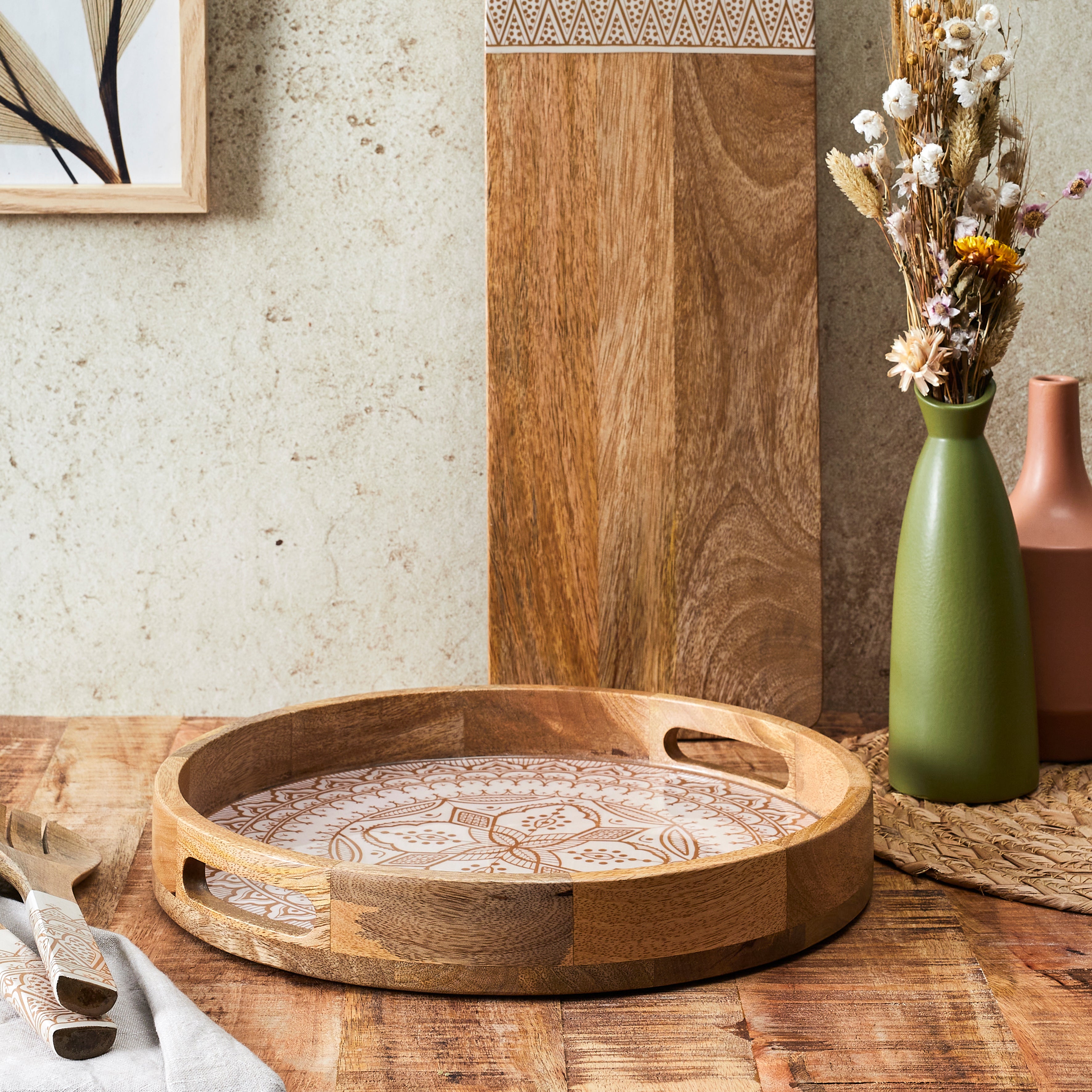 PLATEAU ROND MANGUIER DUNE TERRACOTTA D35