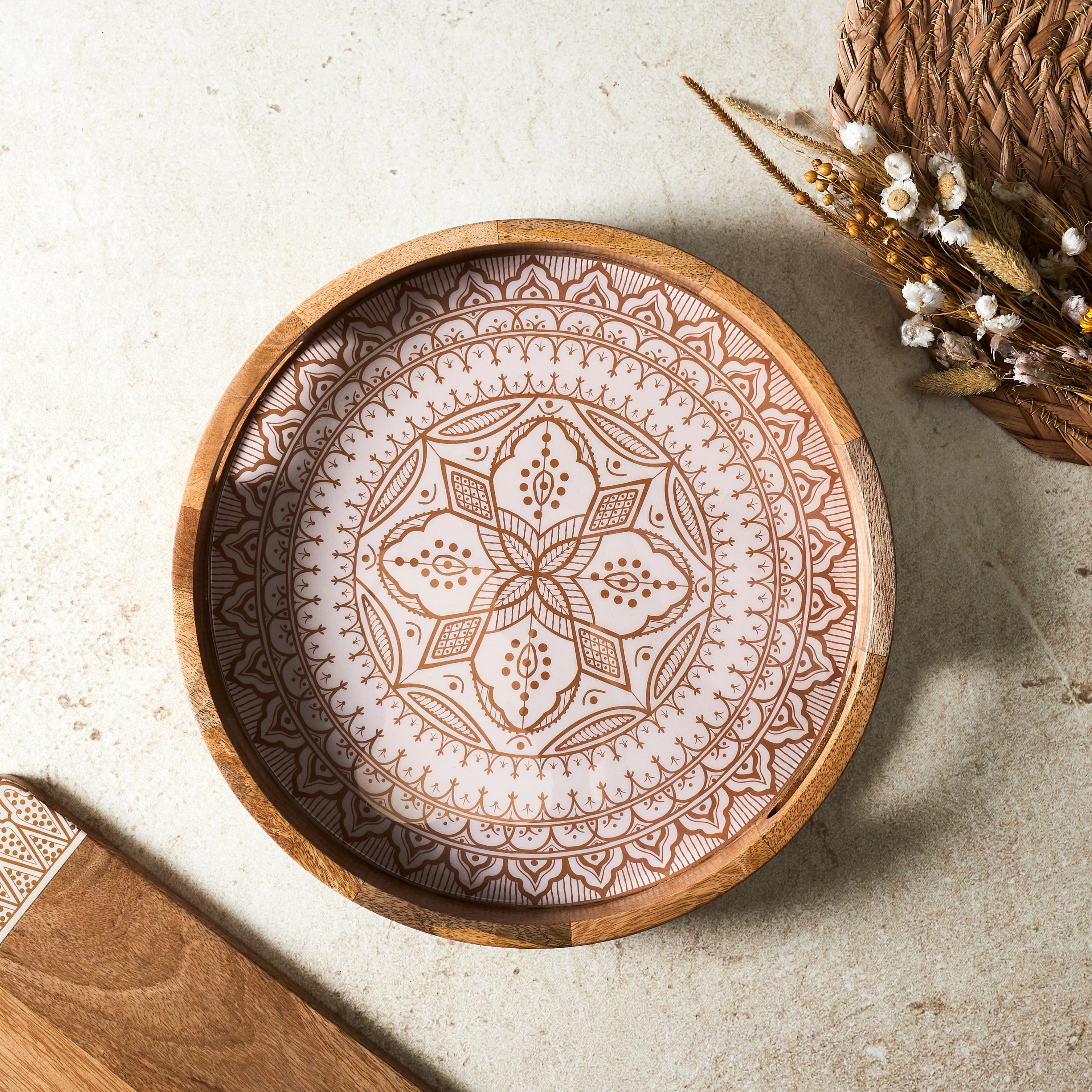 PLATEAU ROND MANGUIER DUNE TERRACOTTA D35