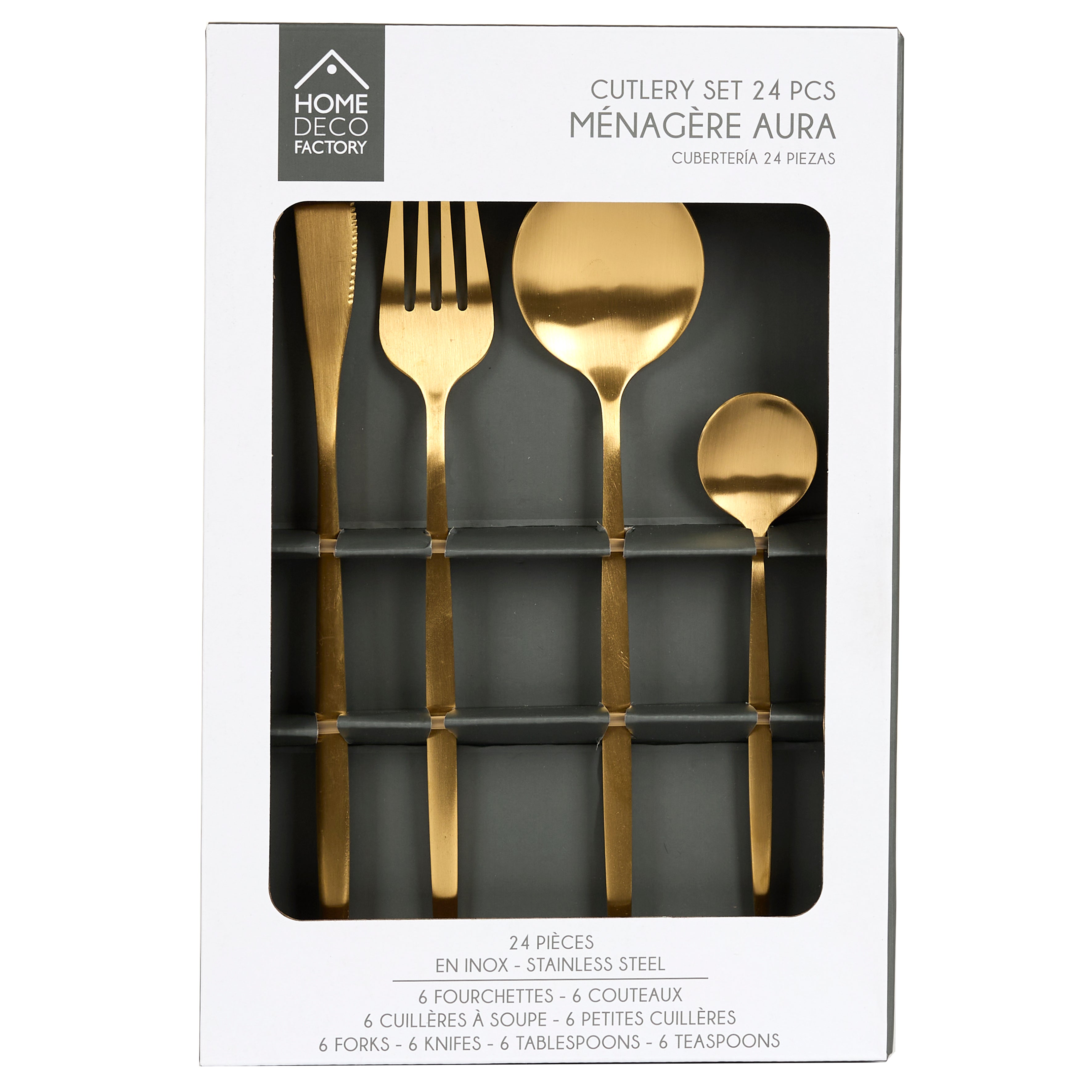 MENAGERE 24 PIECES DOREE AURA