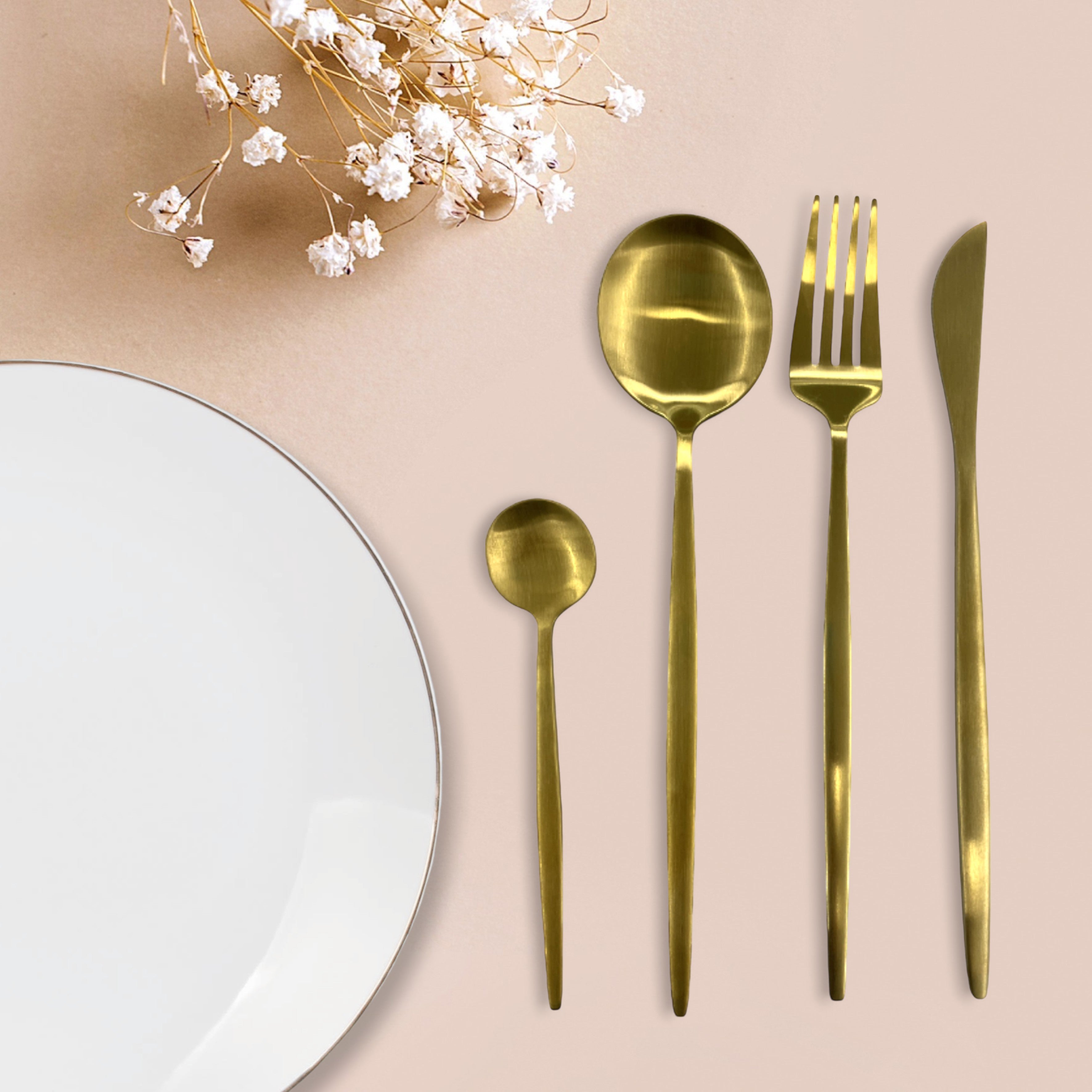 MENAGERE 24 PIECES DOREE AURA