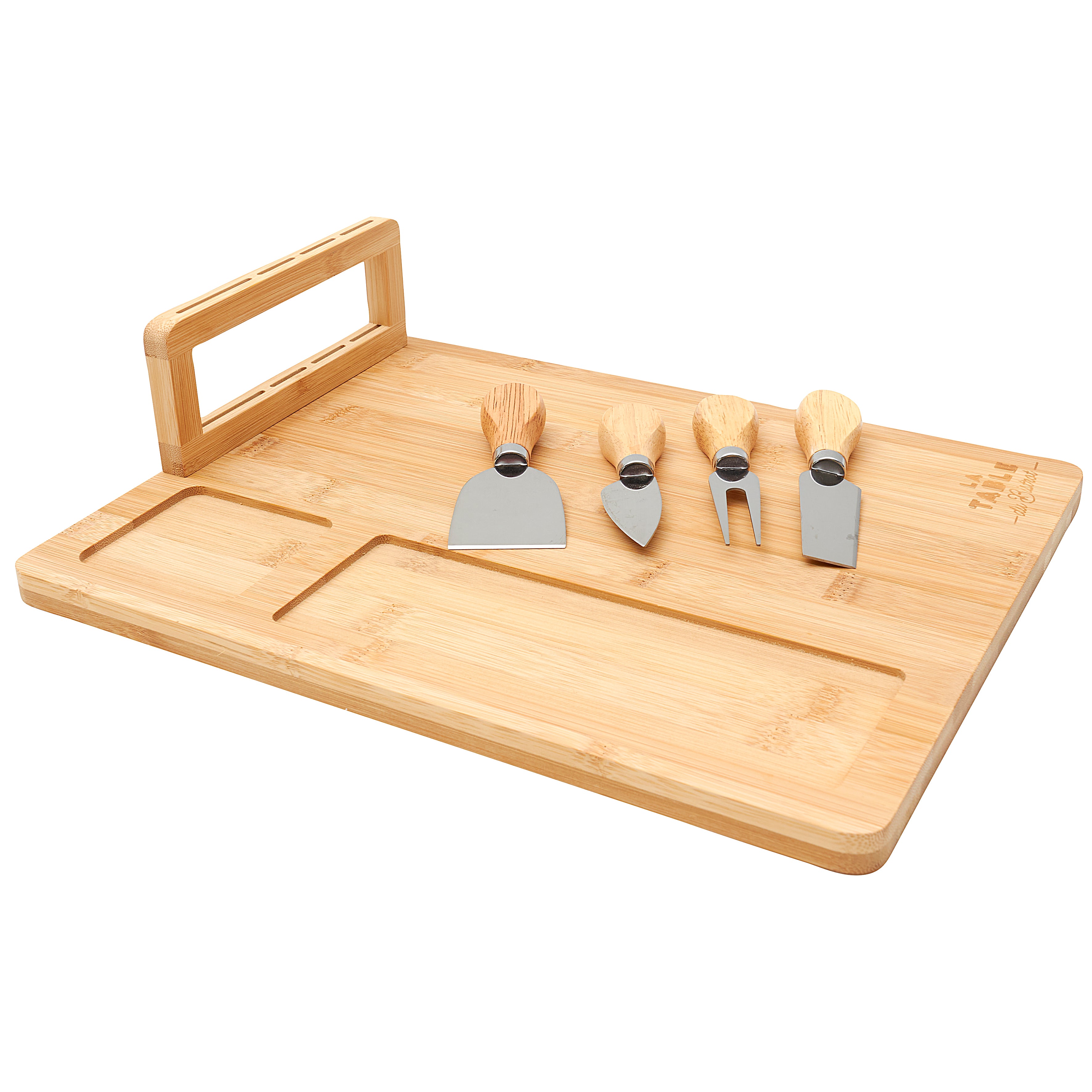 PLANCHE A FROMAGE BAMBOU AVEC 4 COUTEAUX