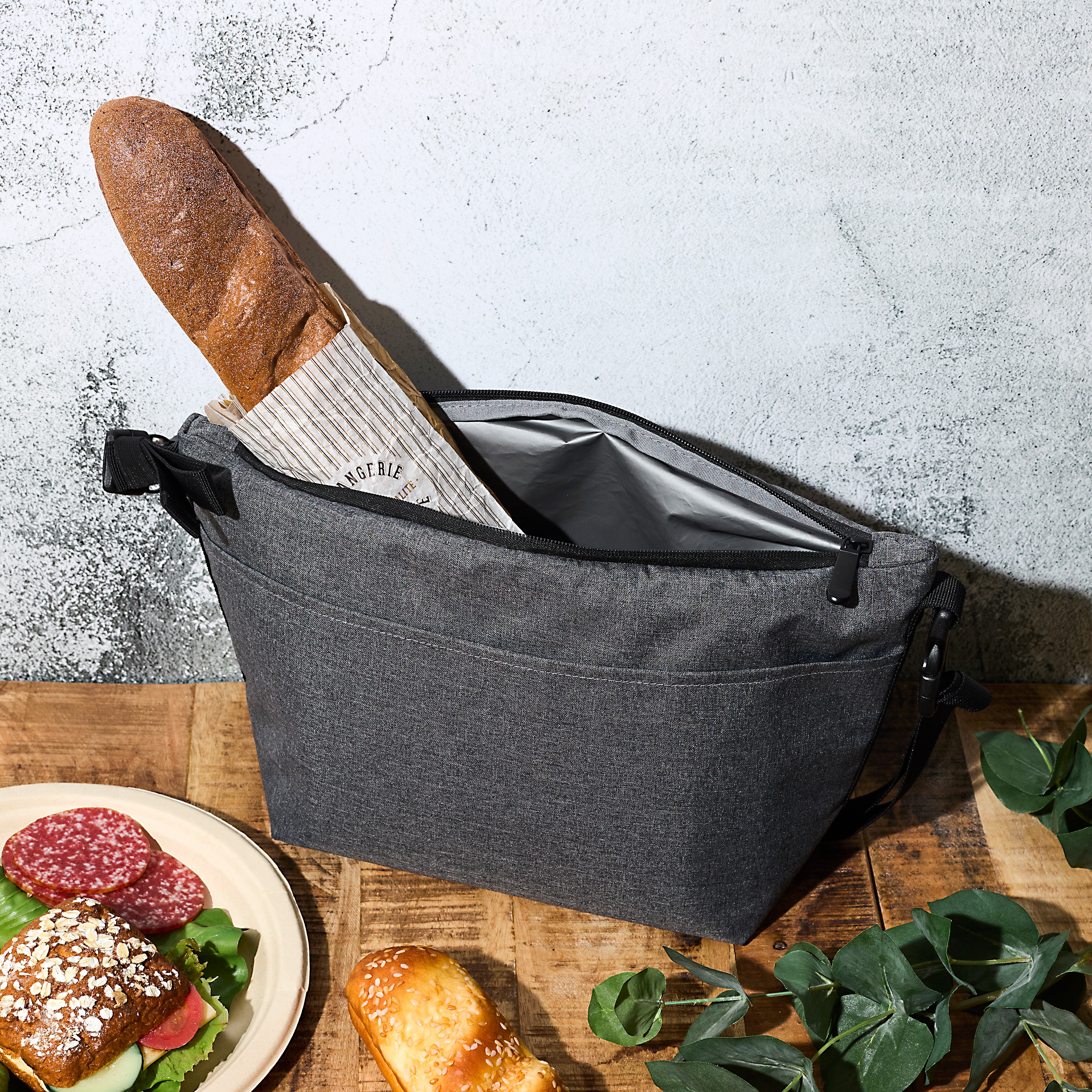 LUNCH BAG ISO GRIS ZIPPE 39.5X15X22CM 8L