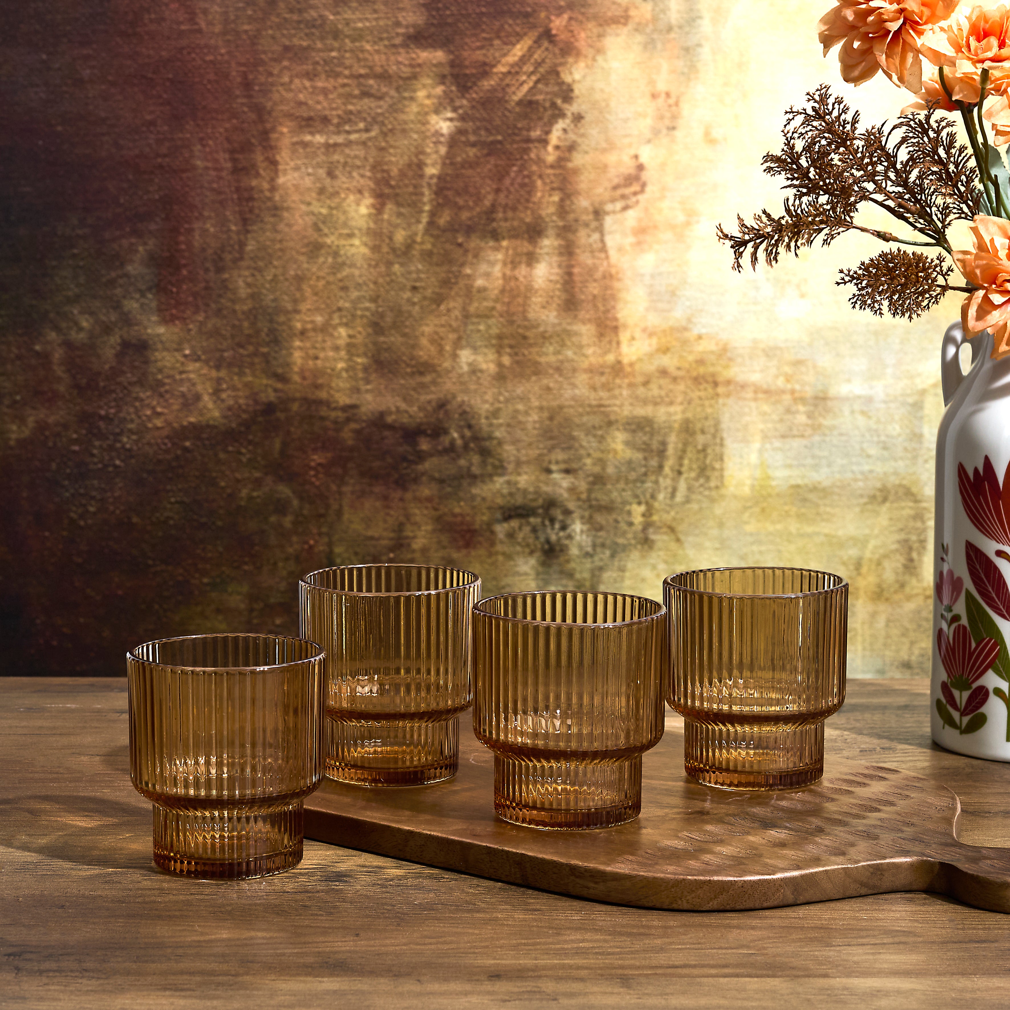 VERRE STRIE AMBRE X4 28CL
