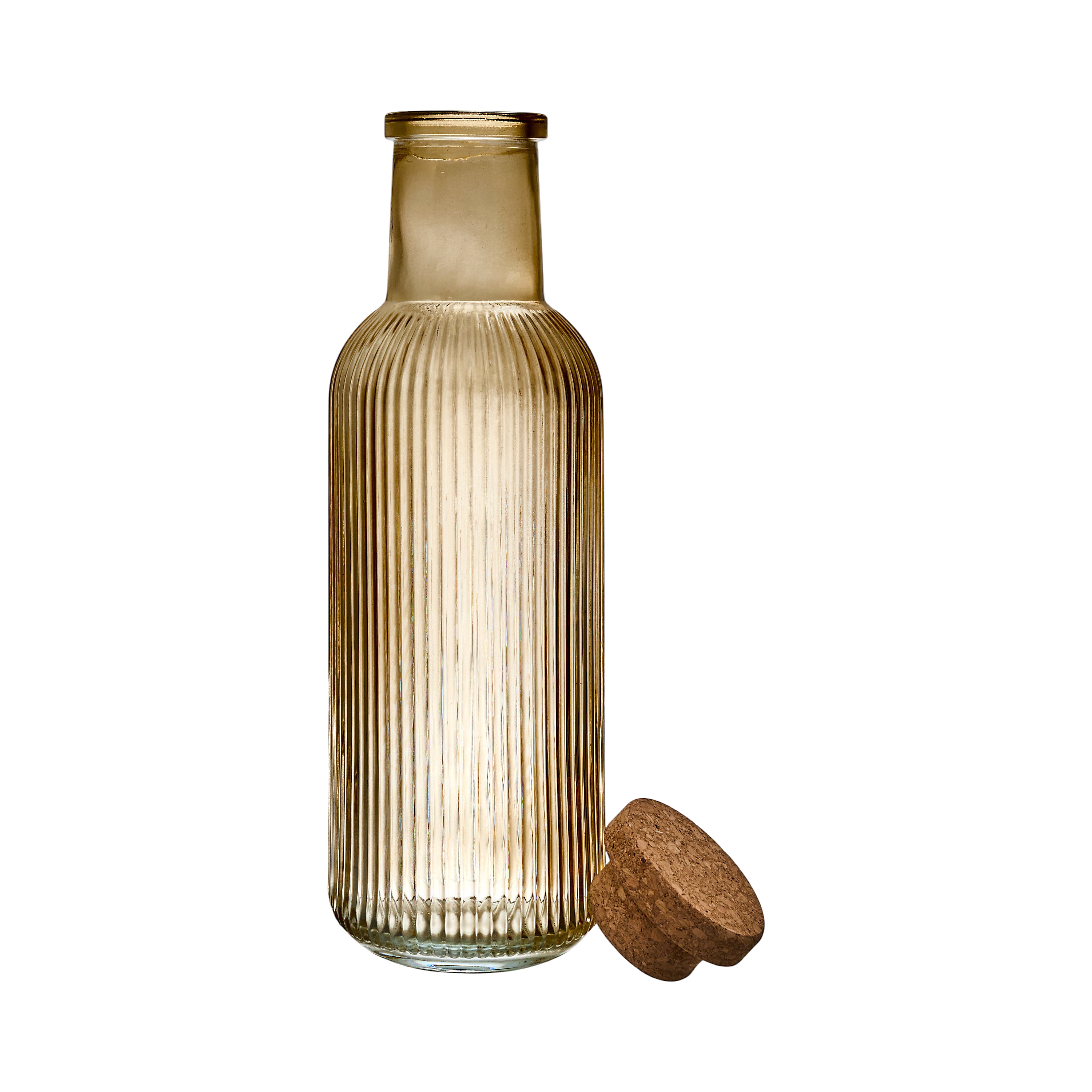 BOUTEILLE VERRE STRIE AMBRE 1L