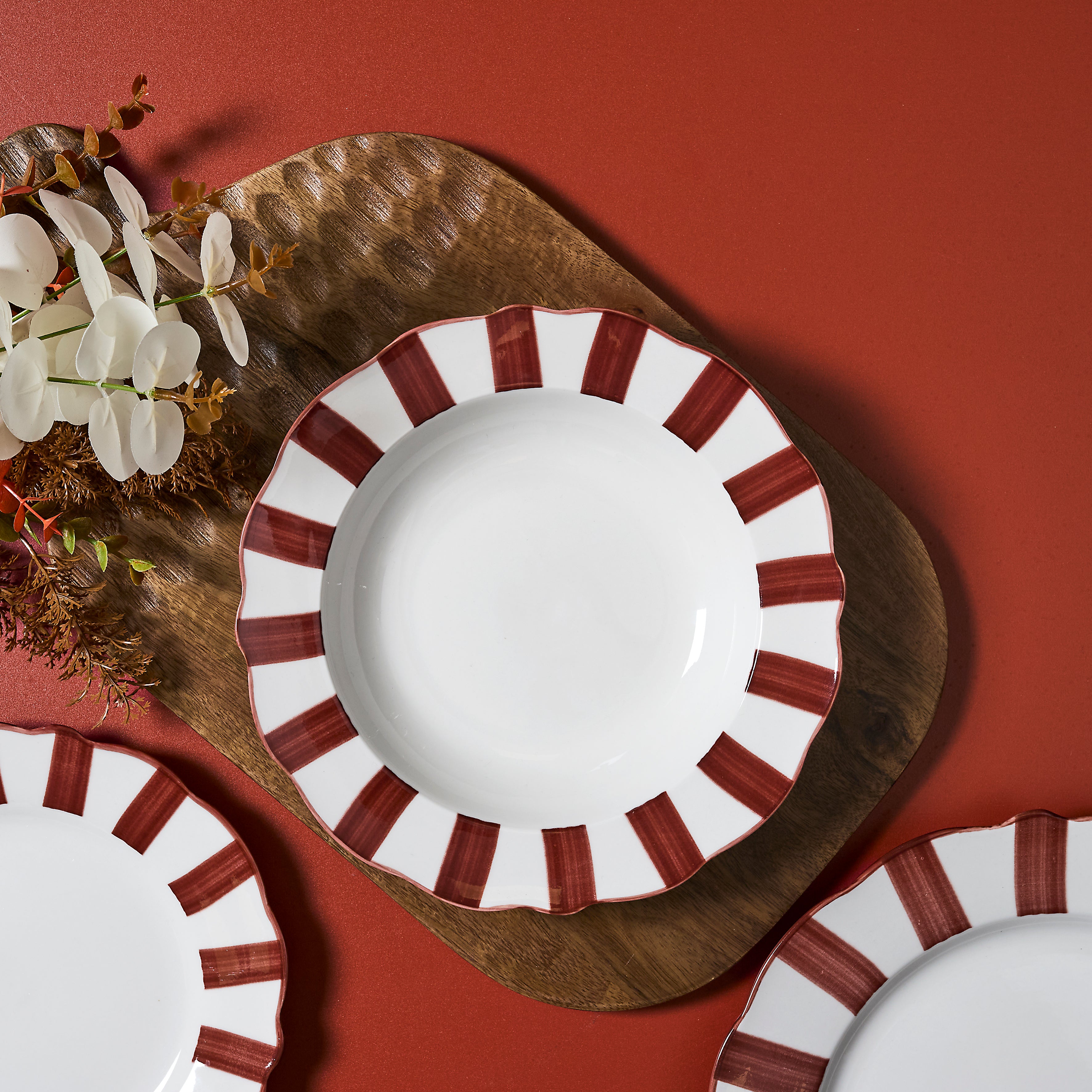 ASSIETTE CREUSE CLEO BORDEAUX D20CM - LOT DE 6