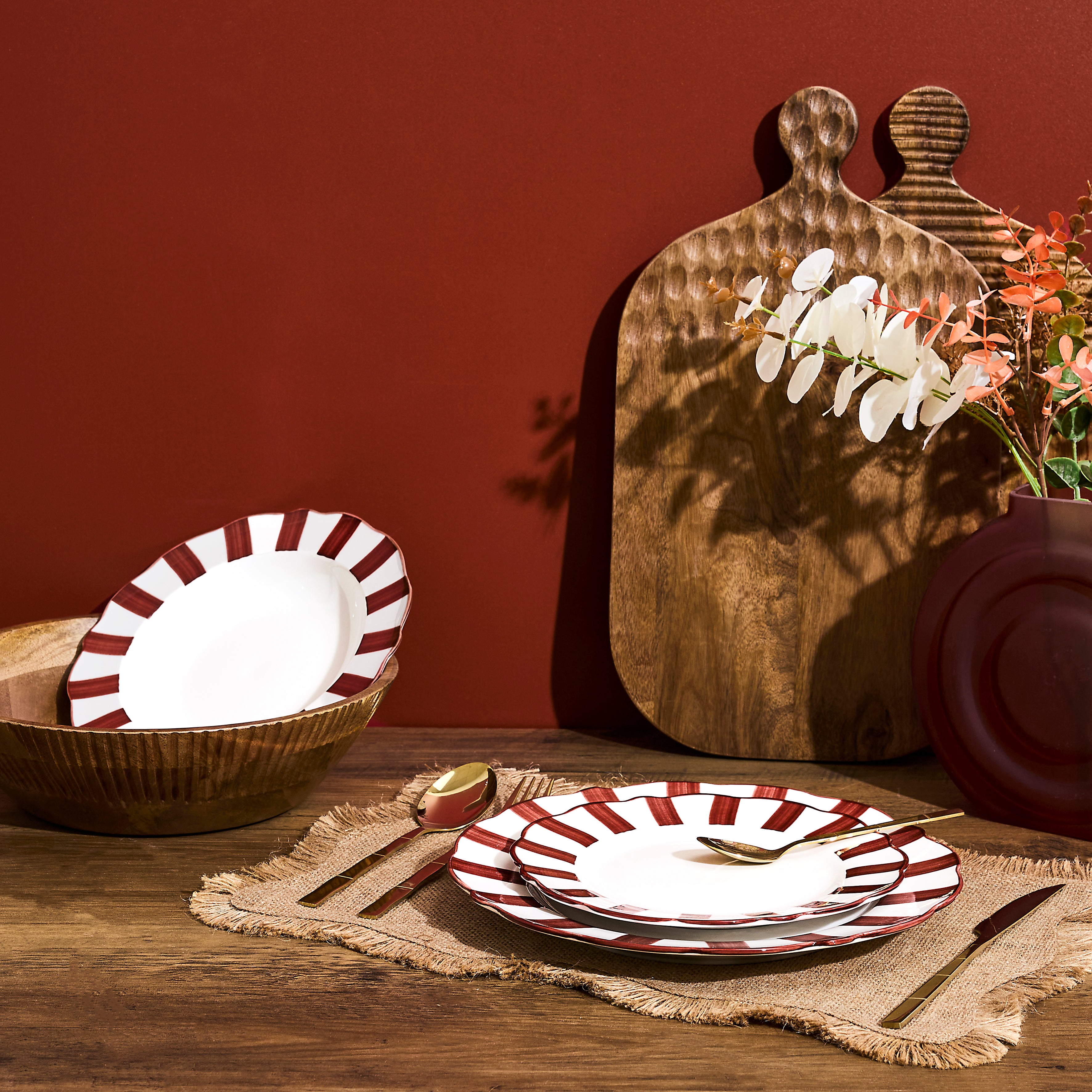 ASSIETTE CREUSE CLEO BORDEAUX D20CM - LOT DE 6