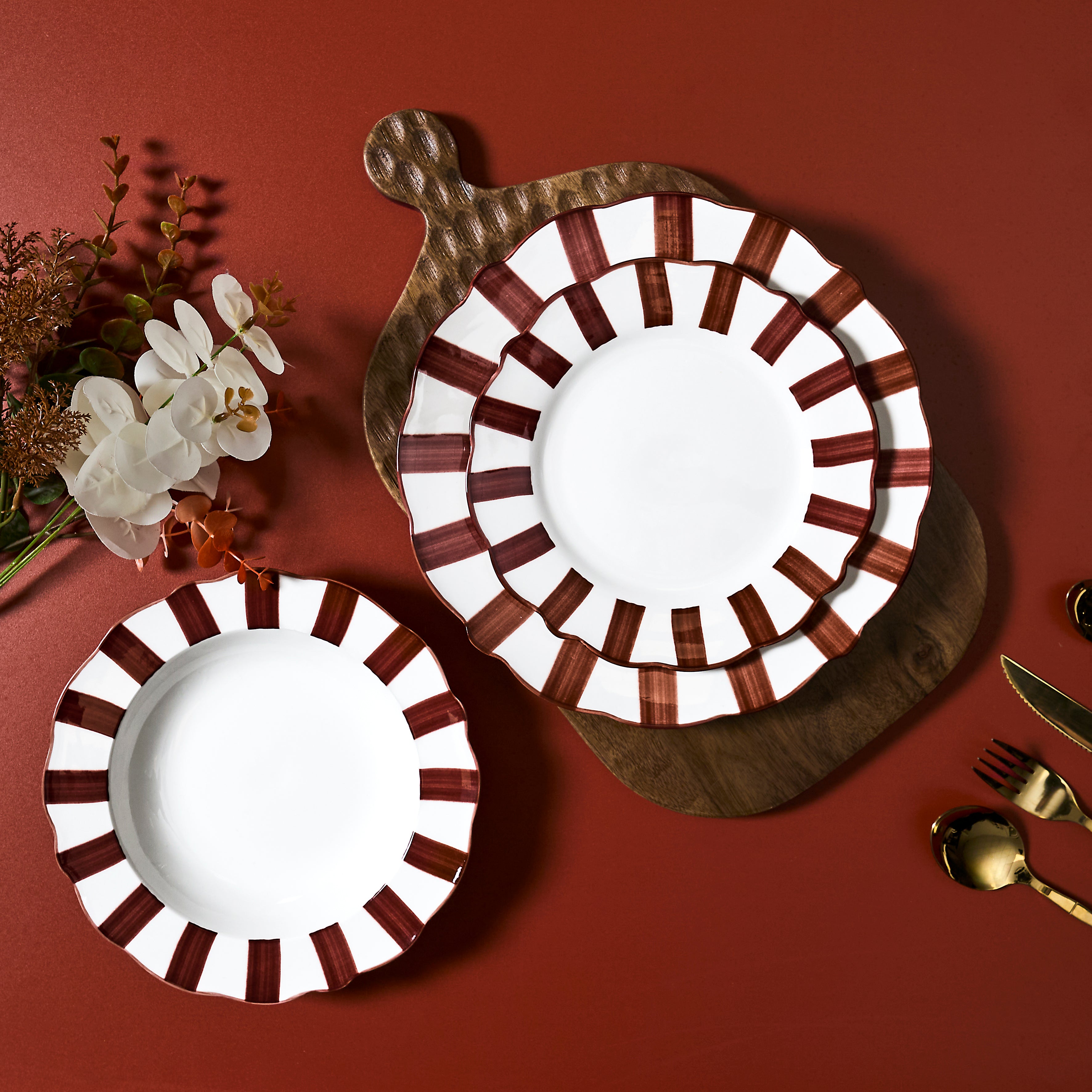 ASSIETTE CREUSE CLEO BORDEAUX D20CM - LOT DE 6