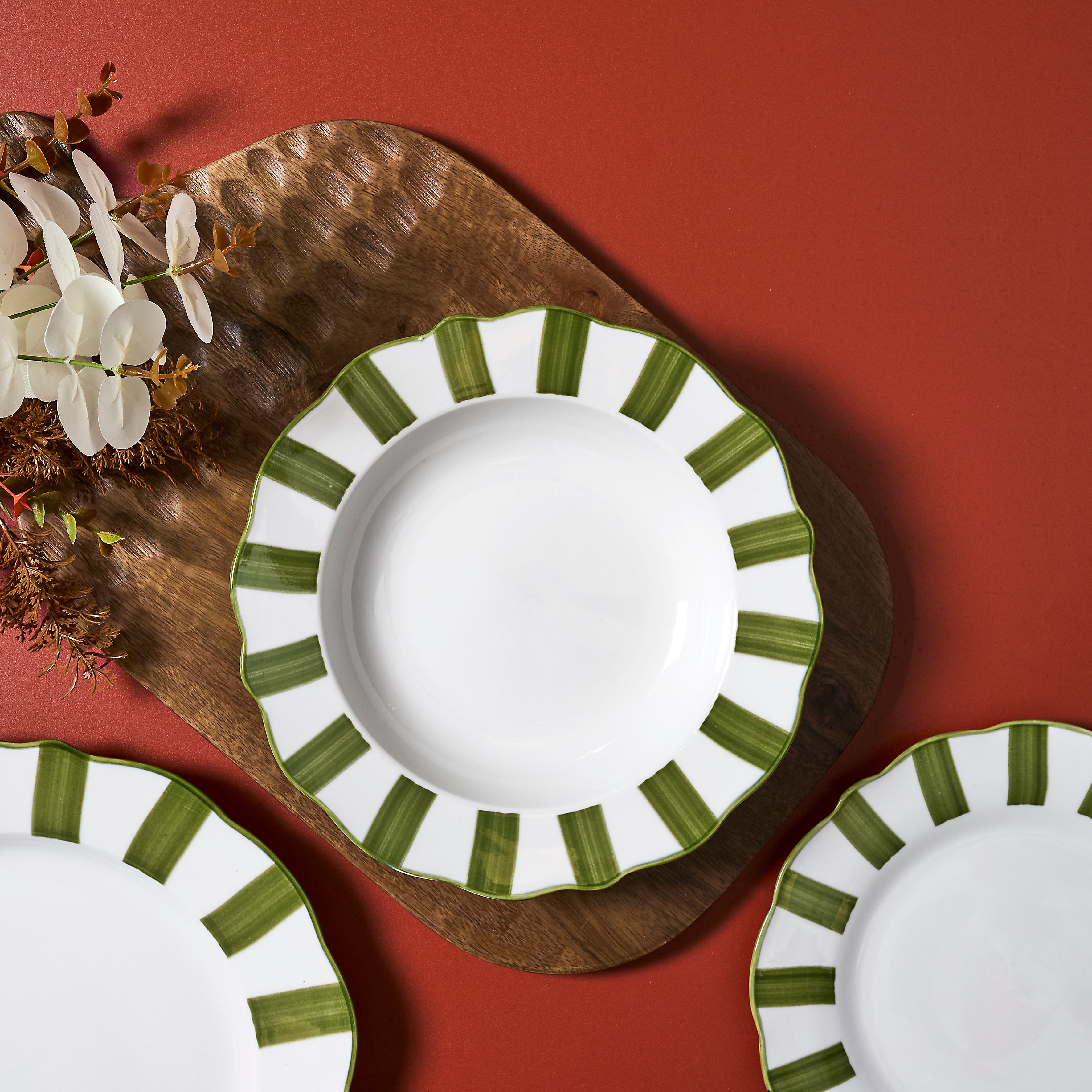 ASSIETTE CREUSE CLEO VERT D20CM - LOT DE 6
