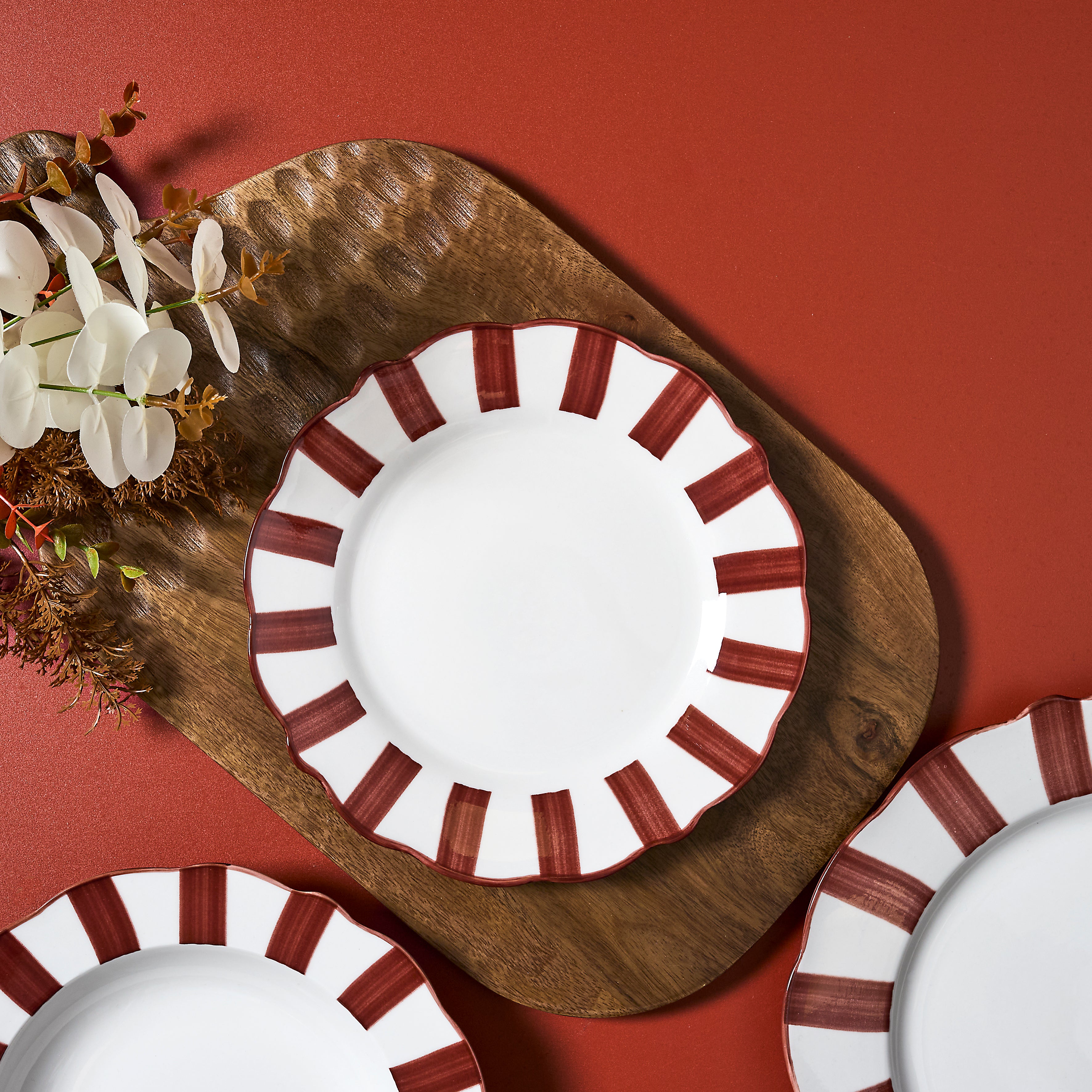 ASSIETTE CLEO BORDEAUX D19CM - LOT DE 6