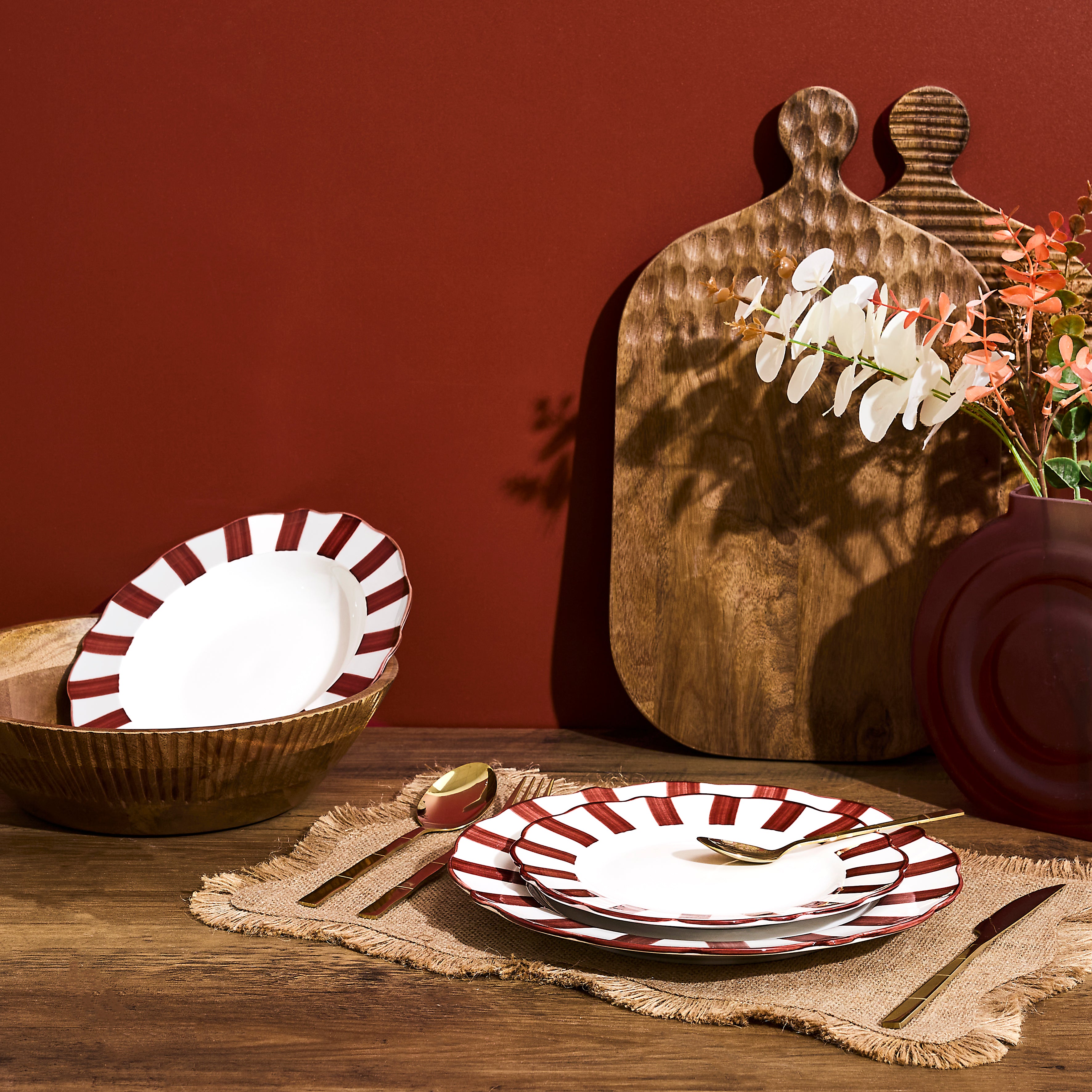 ASSIETTE CLEO BORDEAUX D19CM - LOT DE 6