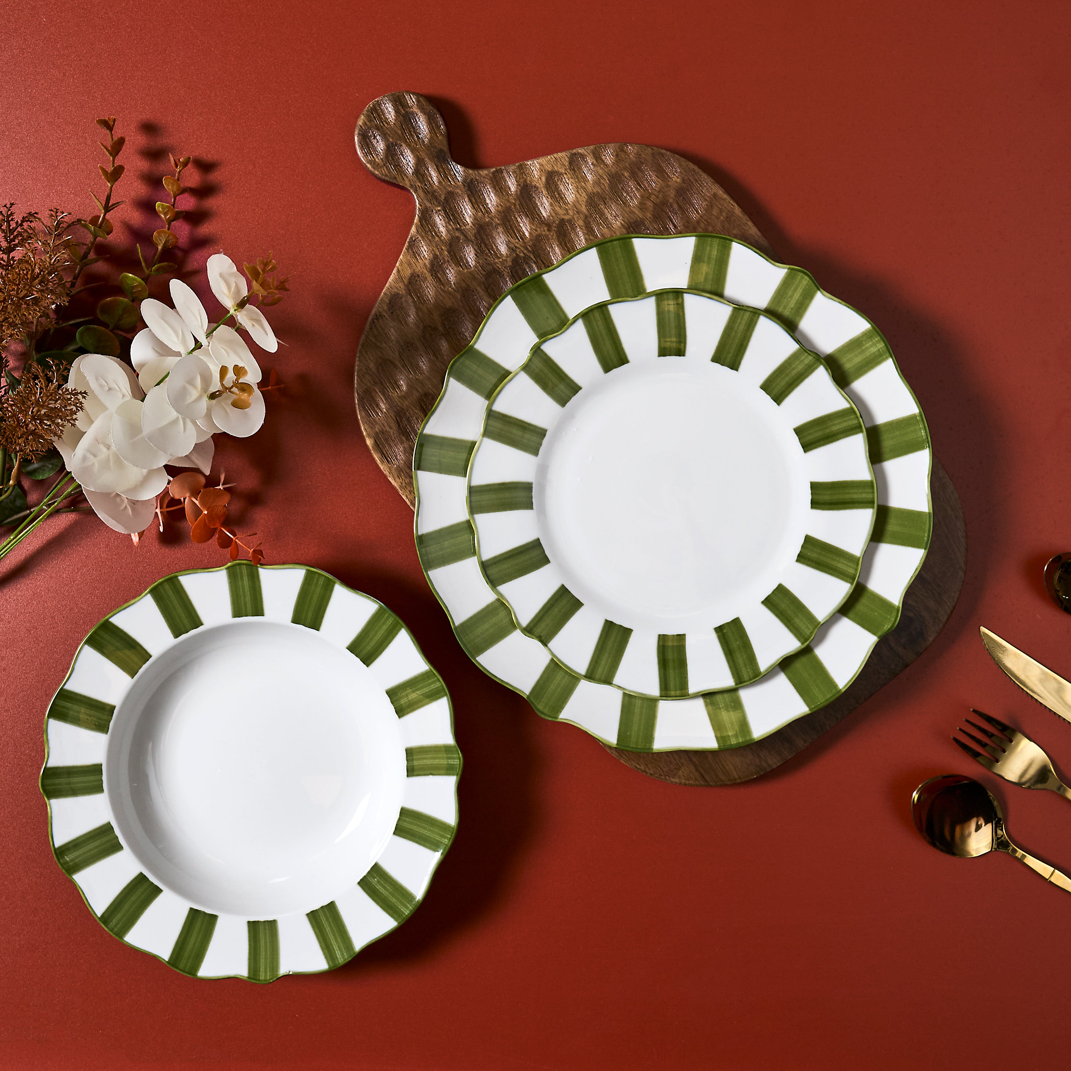 ASSIETTE CLEO VERT D19CM - LOT DE 6
