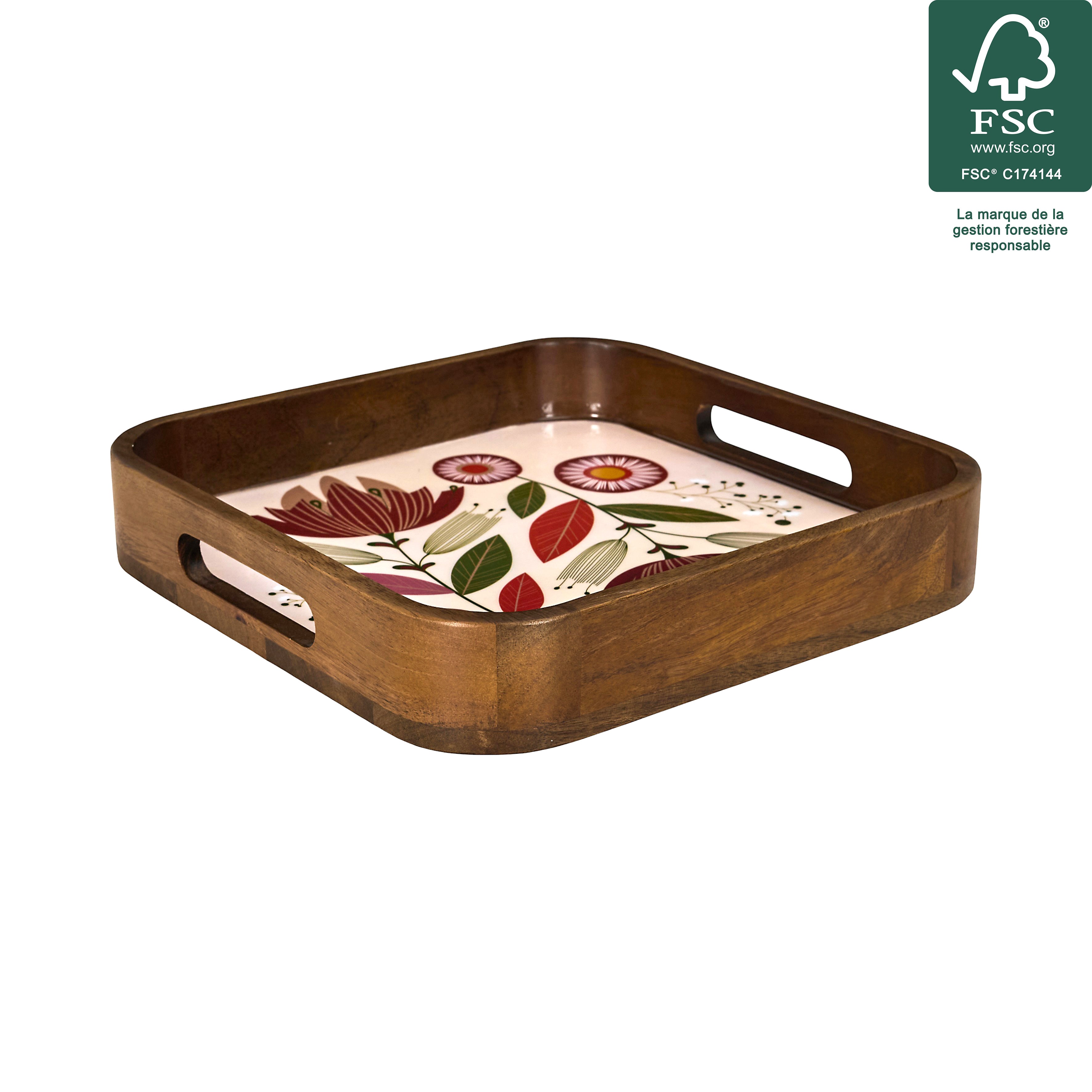 PLATEAU MANGUIER CARRE SELENA 28CM