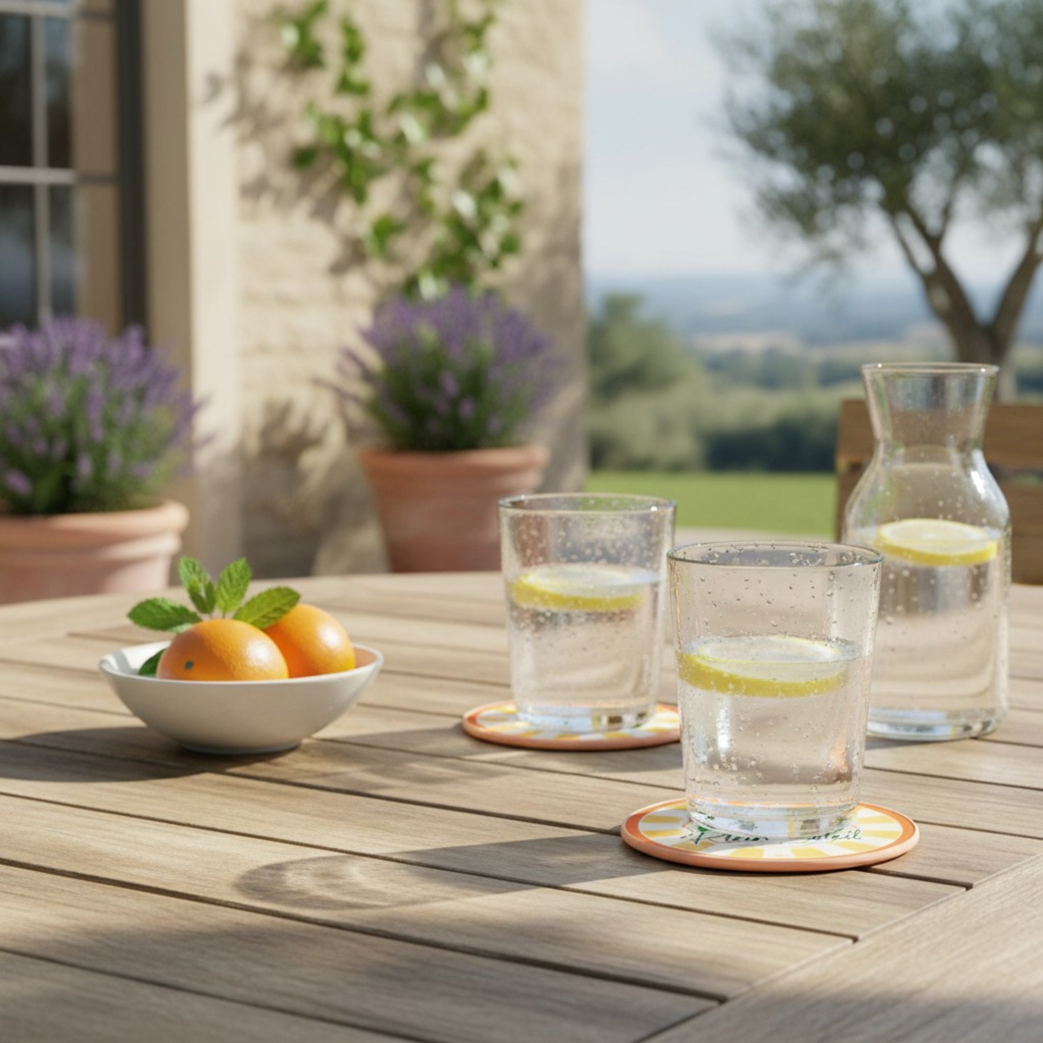 DESSOUS DE VERRE EN VERRE X4 10CM PLEIN SOLEIL