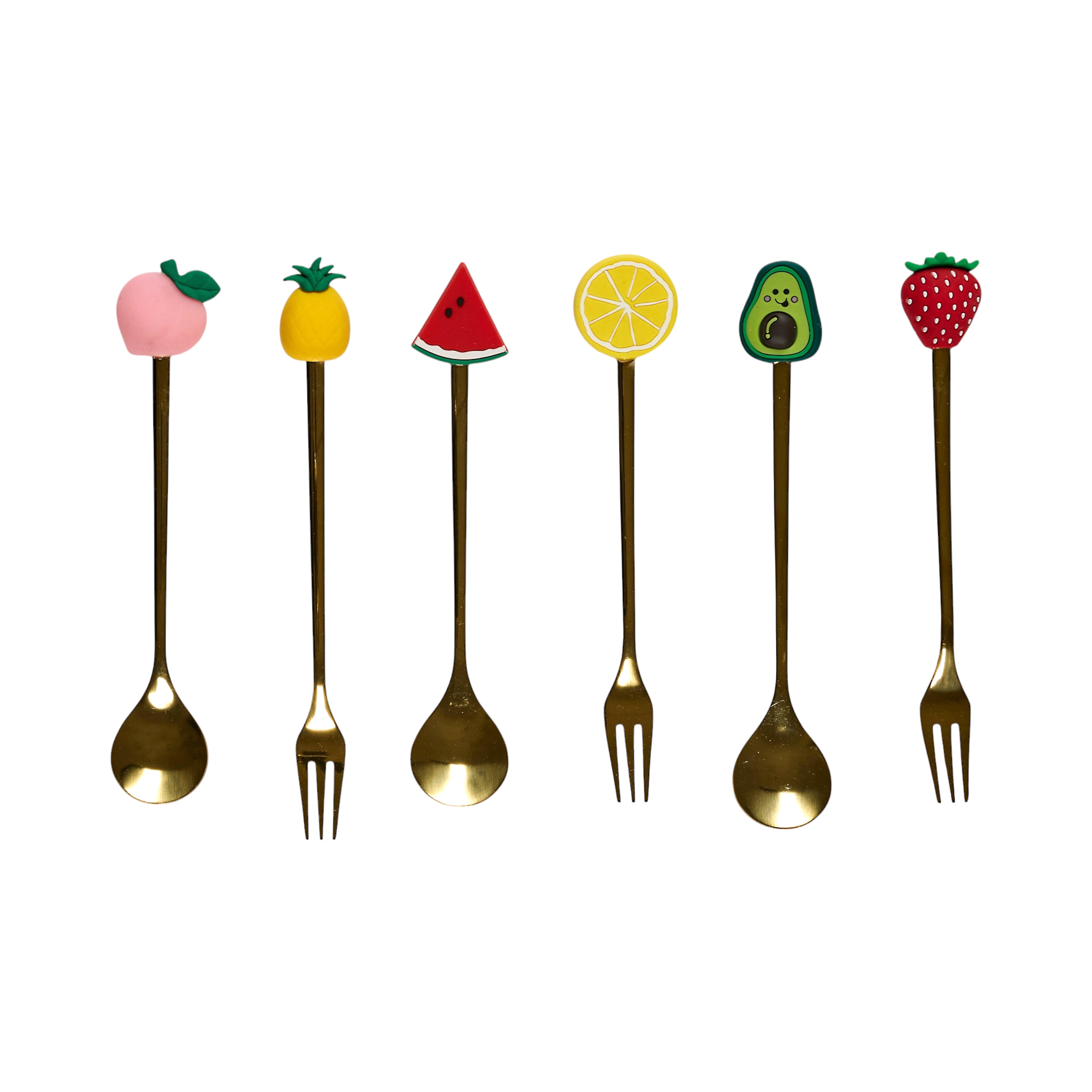 CUILLERE ET FOURCHETTE FRUIT X6 PLEIN SOLEIL