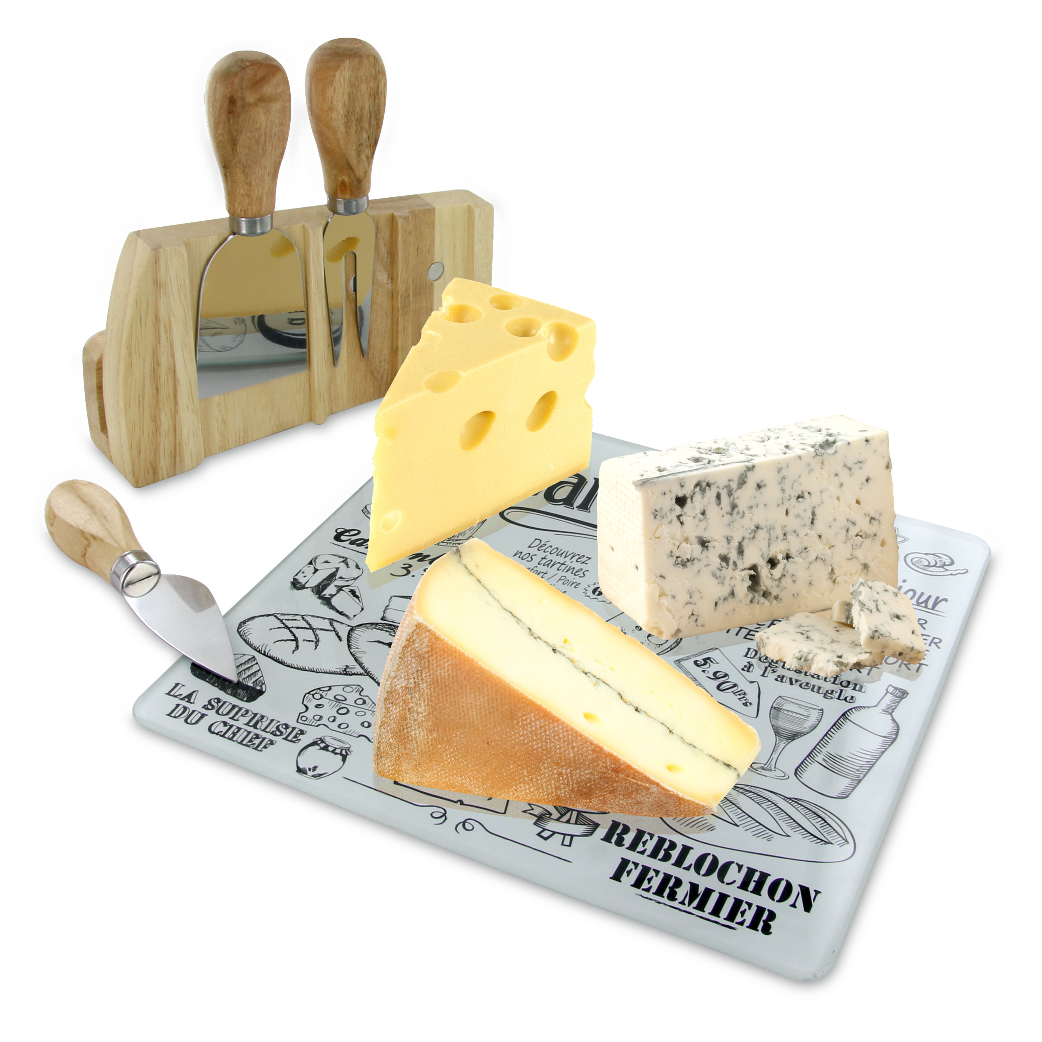 PLANCHE A FROMAGE AVEC 3 USTENSILES AIMANTES