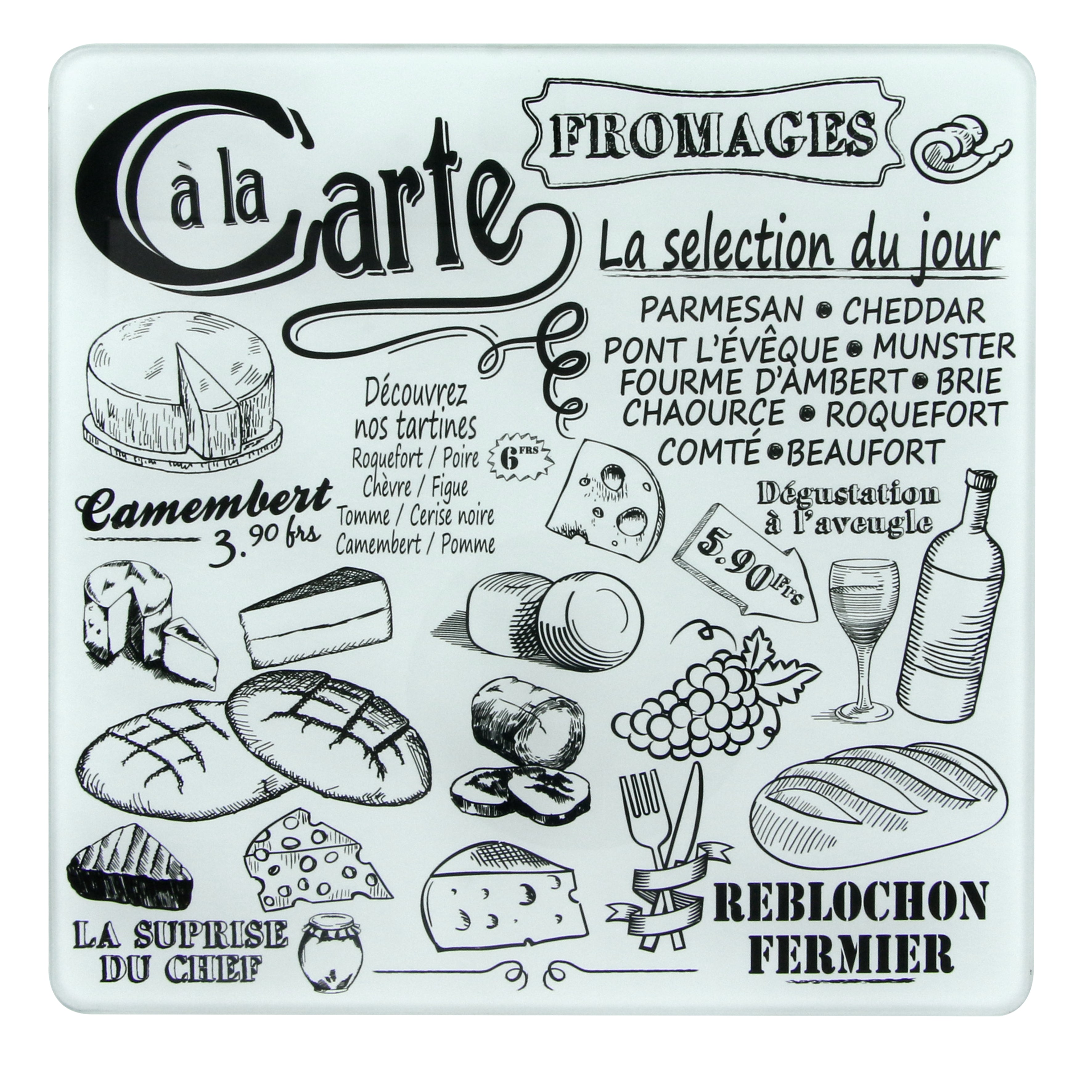 PLANCHE A FROMAGE AVEC 3 USTENSILES AIMANTES