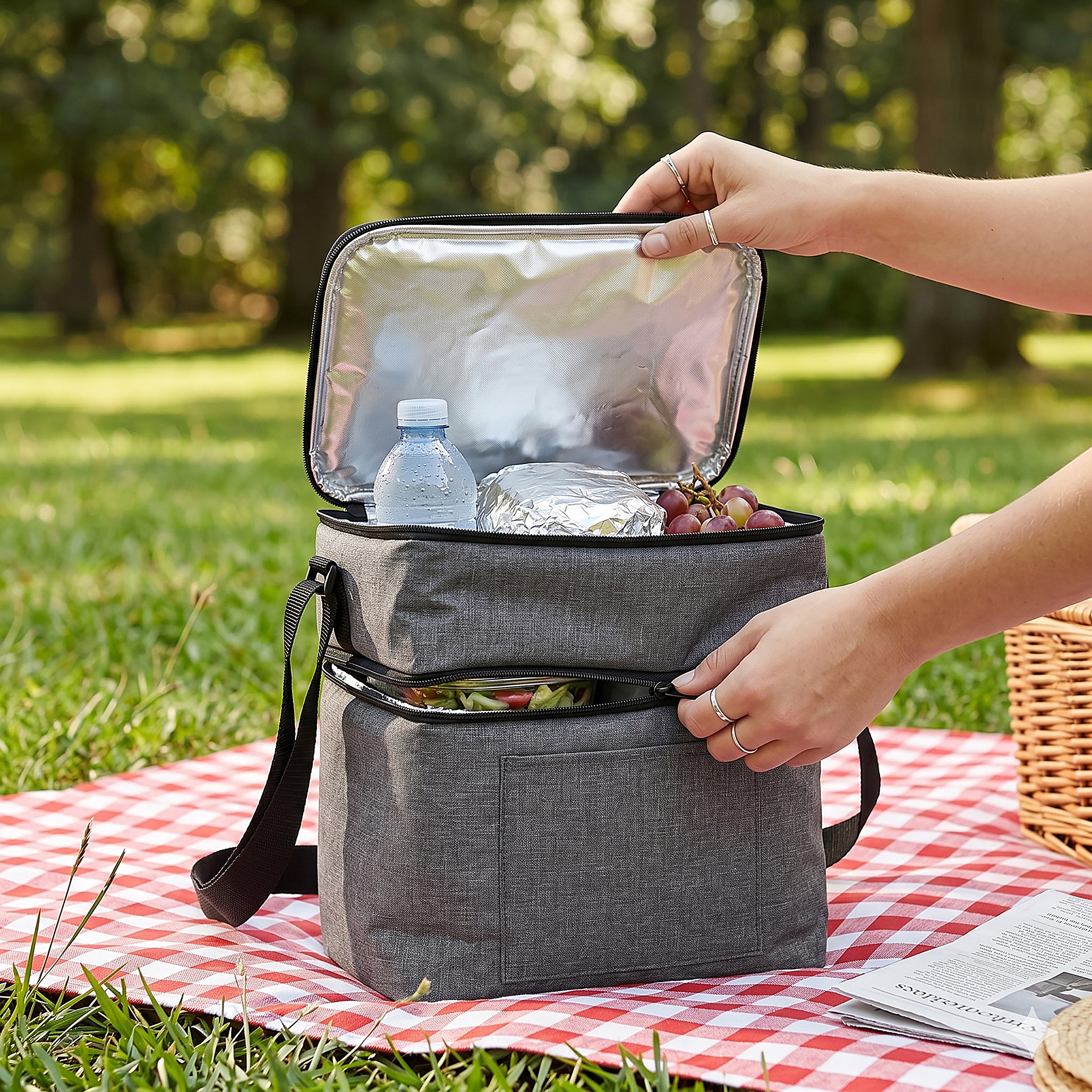 LUNCH BAG GRIS ISOTHERME 12L 27X18X28CM