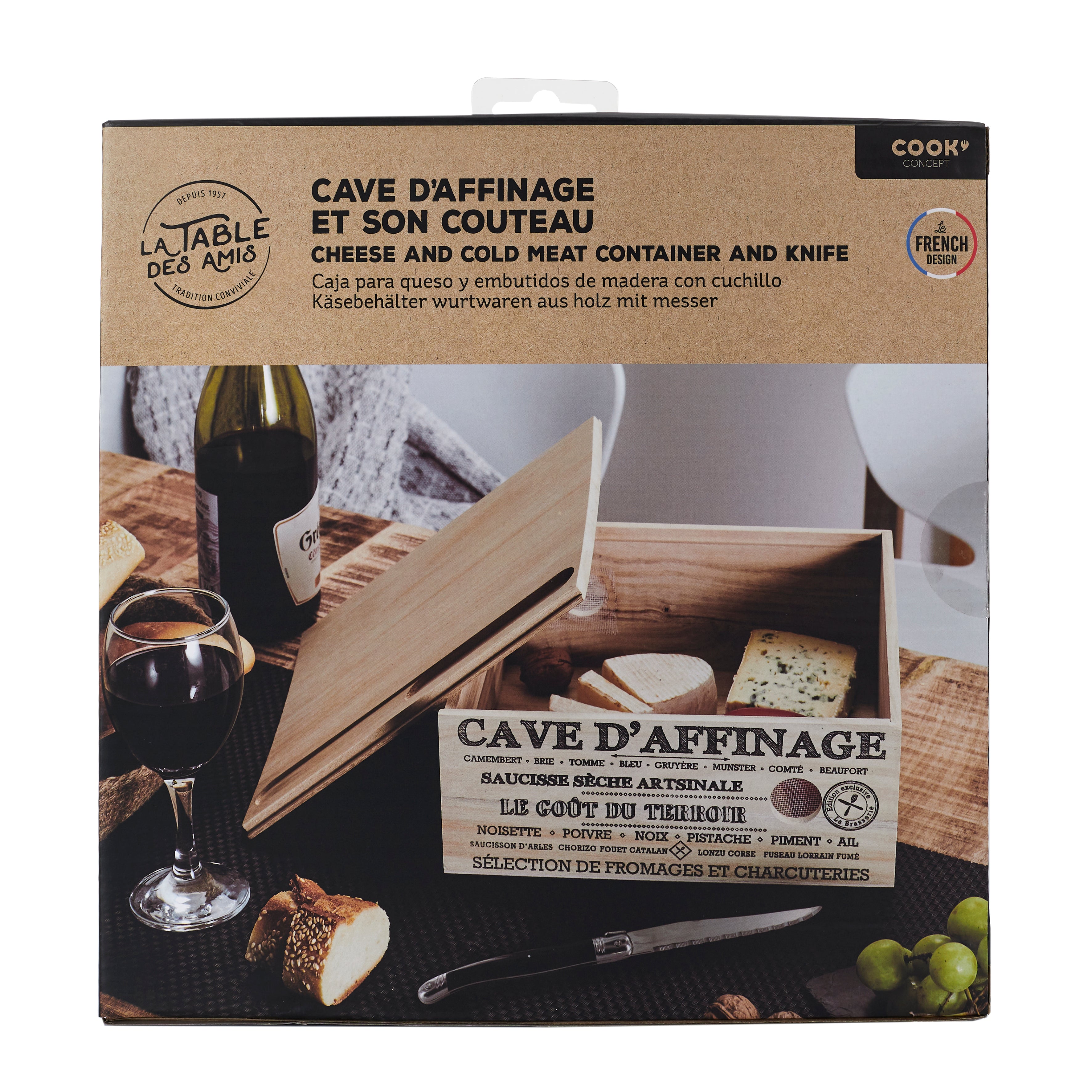 CAVE A FROMAGE BOIS AVEC COUTEAU