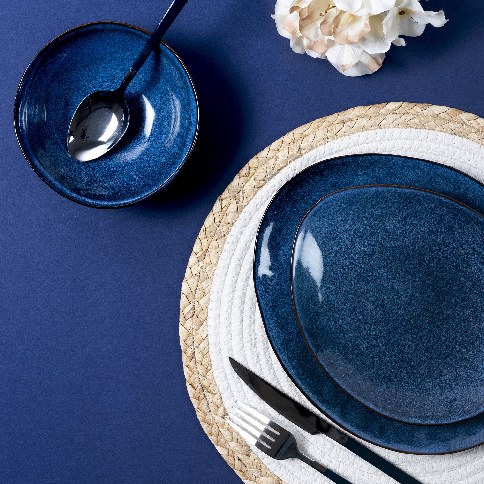 ASSIETTE GALET 27.5X23CM AU GRES DU TEMPS BLEU - LOT DE 6