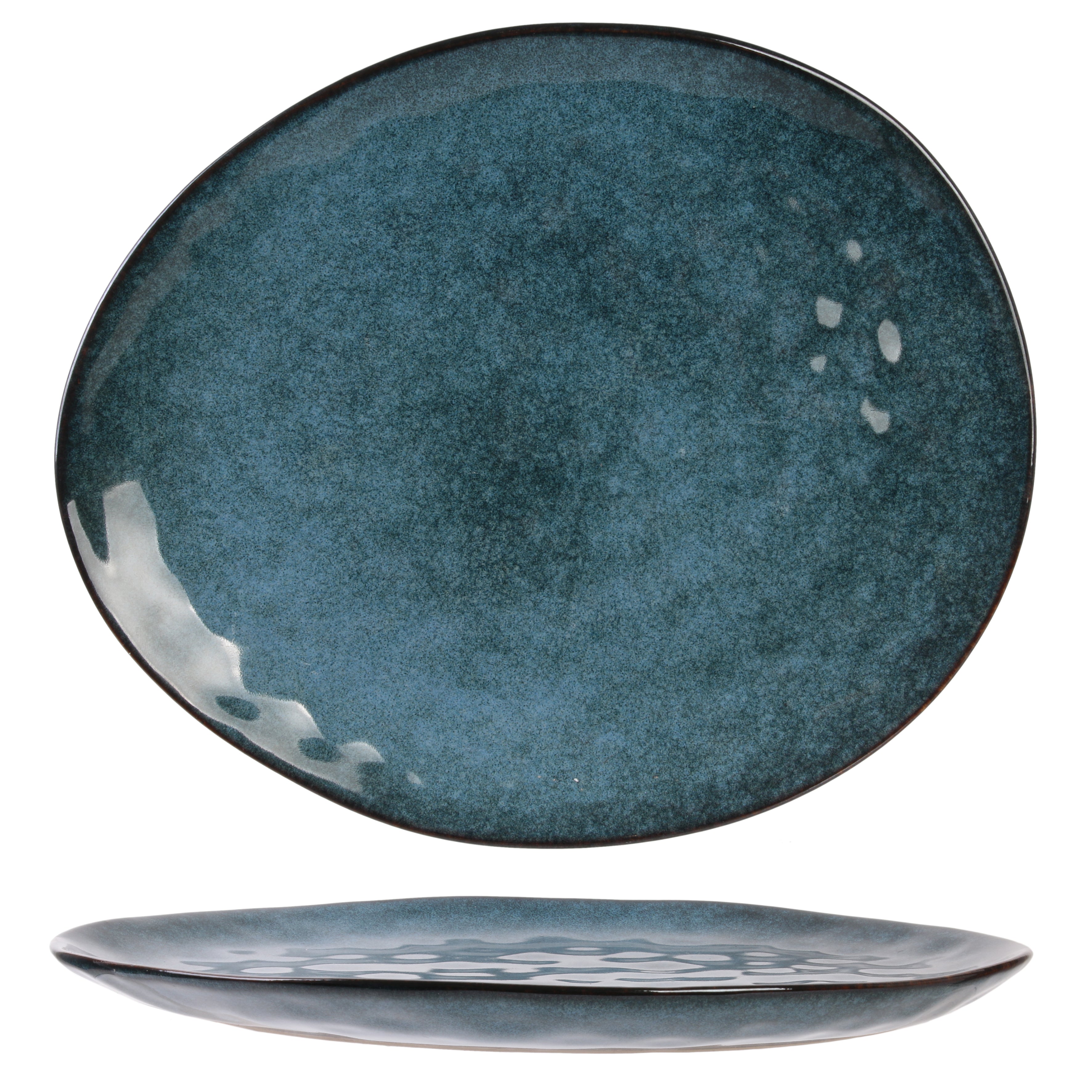 ASSIETTE GALET 27.5X23CM AU GRES DU TEMPS BLEU - LOT DE 6