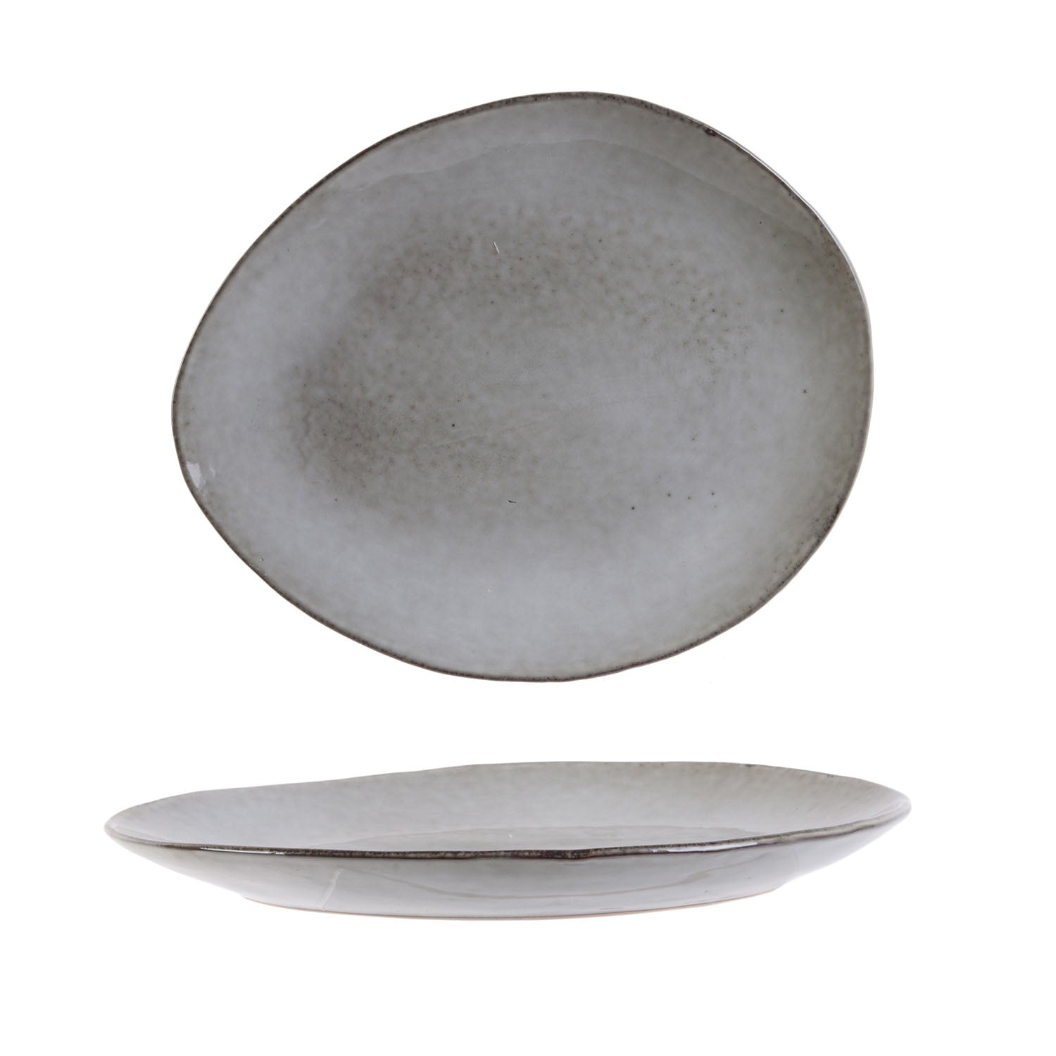 ASSIETTE GALET 22X18CM AU GRES DU TEMPS GRIS - LOT DE 6