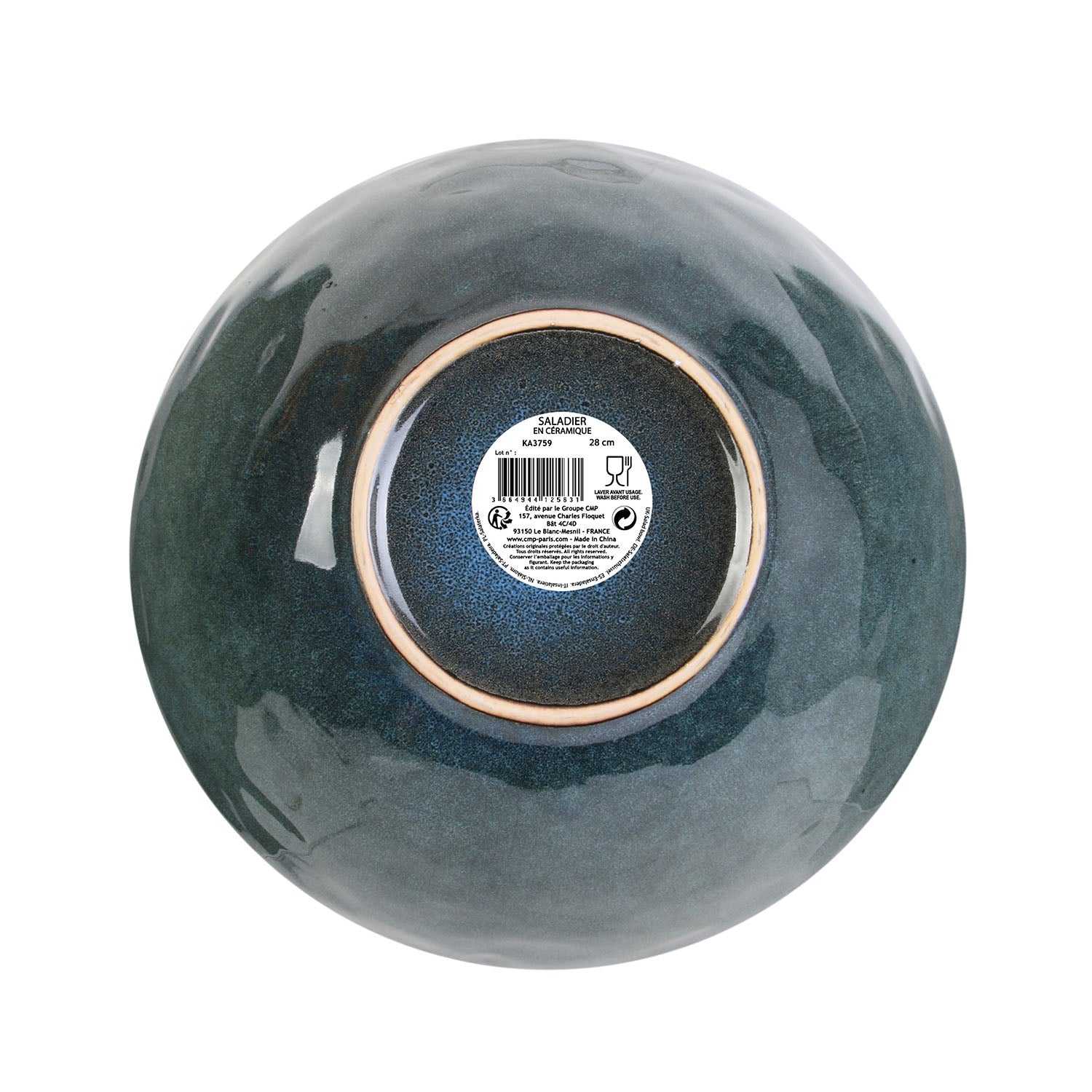 SALADIER 3L D28CM H11CM AU GRES DU TEMPS BLEU