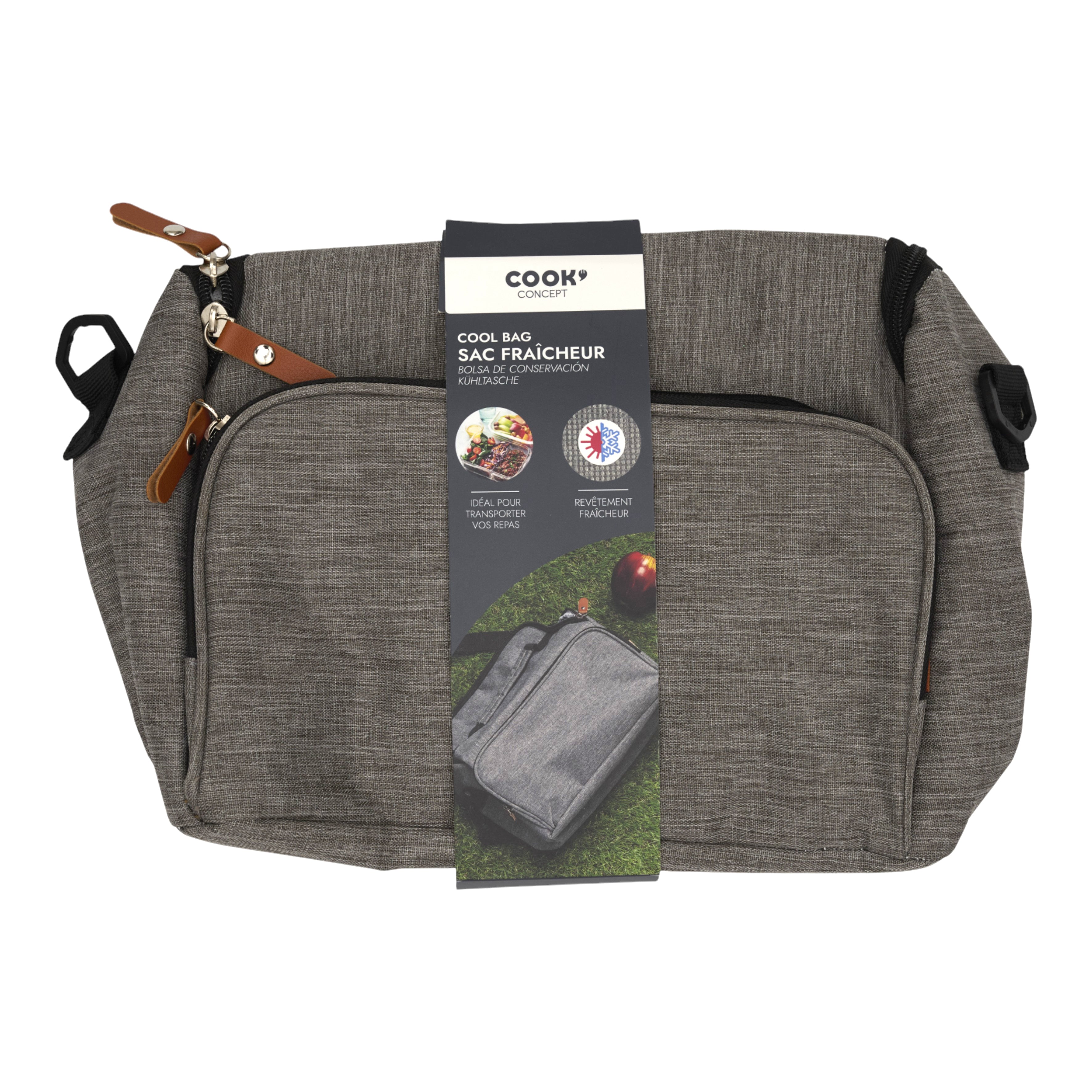 LUNCH BAG GRIS ZIPPE 26.5X21X12.5CM 5L