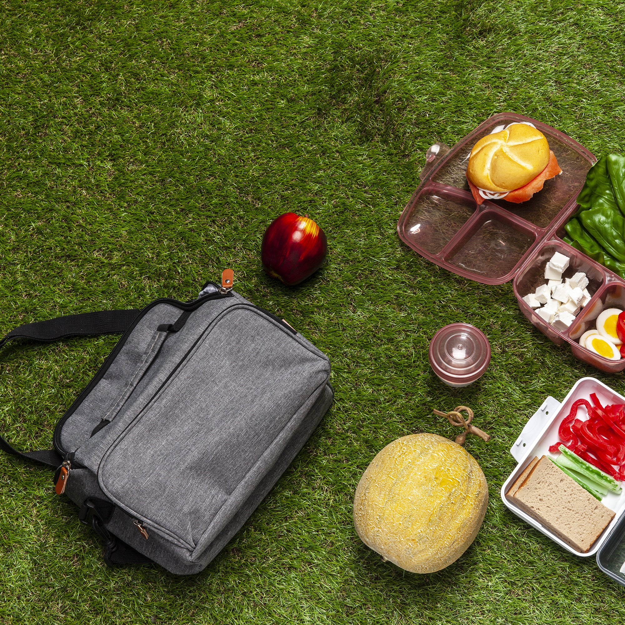 LUNCH BAG GRIS ZIPPE 26.5X21X12.5CM 5L