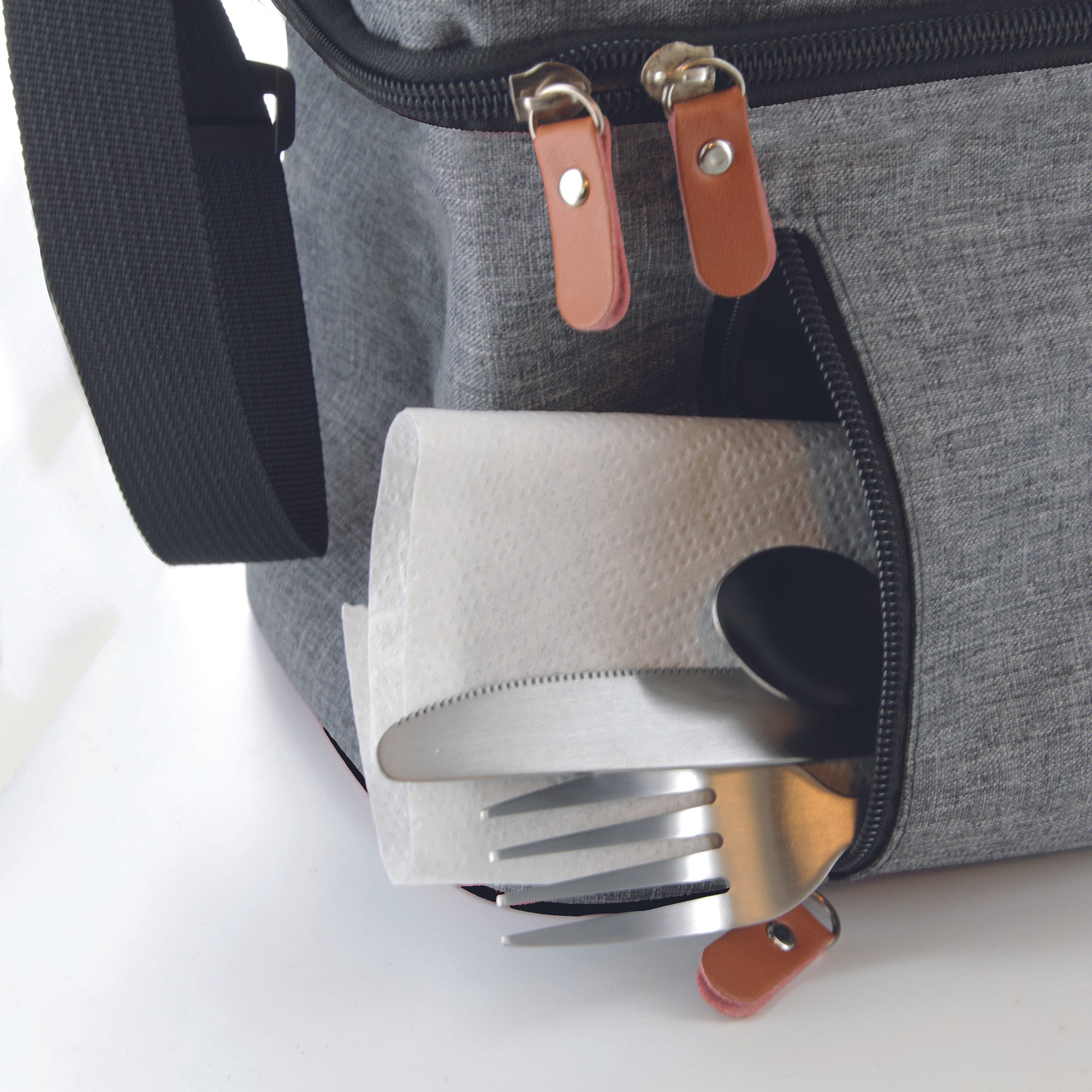 LUNCH BAG GRIS ZIPPE 26X27.5X18,5CM 10,6L