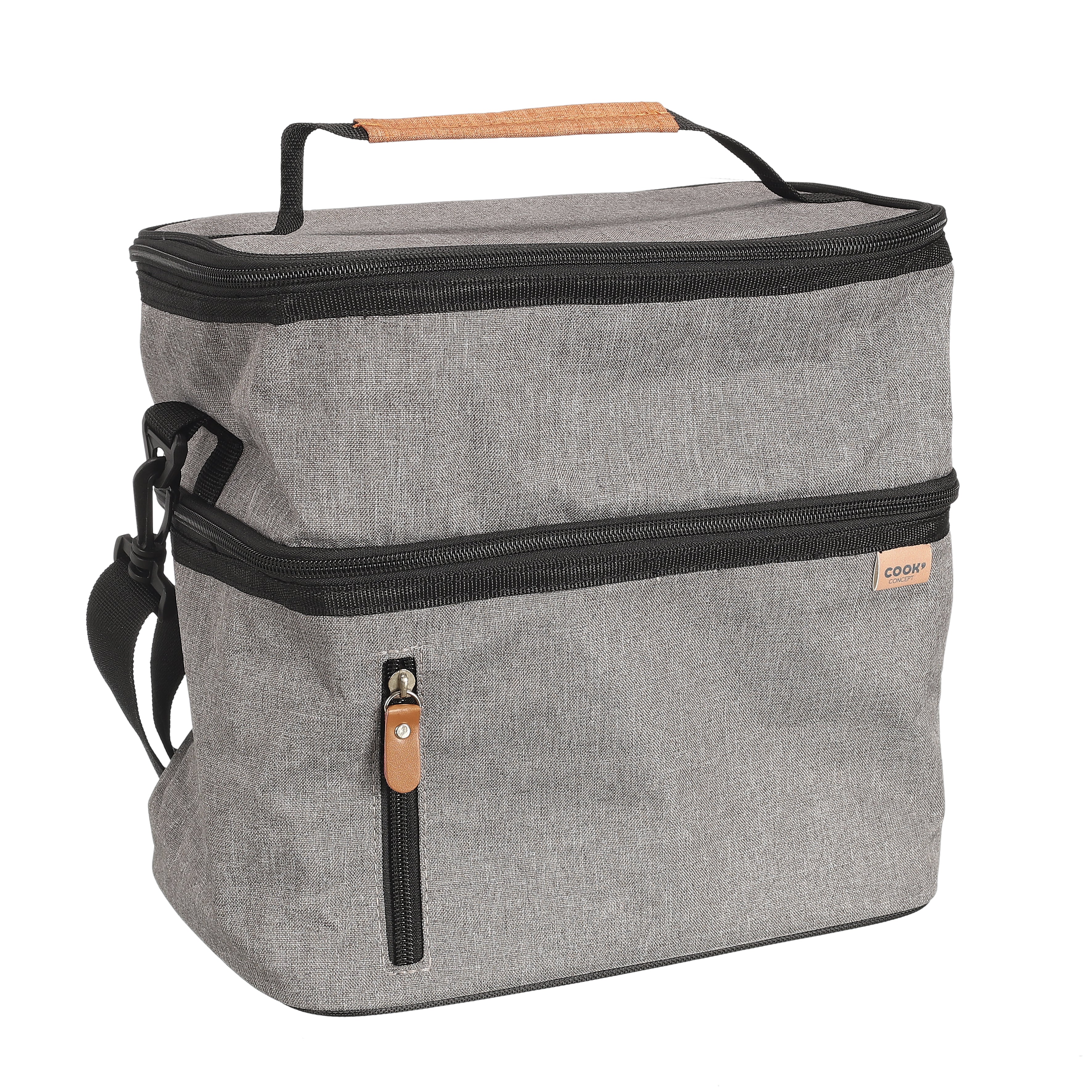 LUNCH BAG GRIS ZIPPE 26X27.5X18,5CM 10,6L