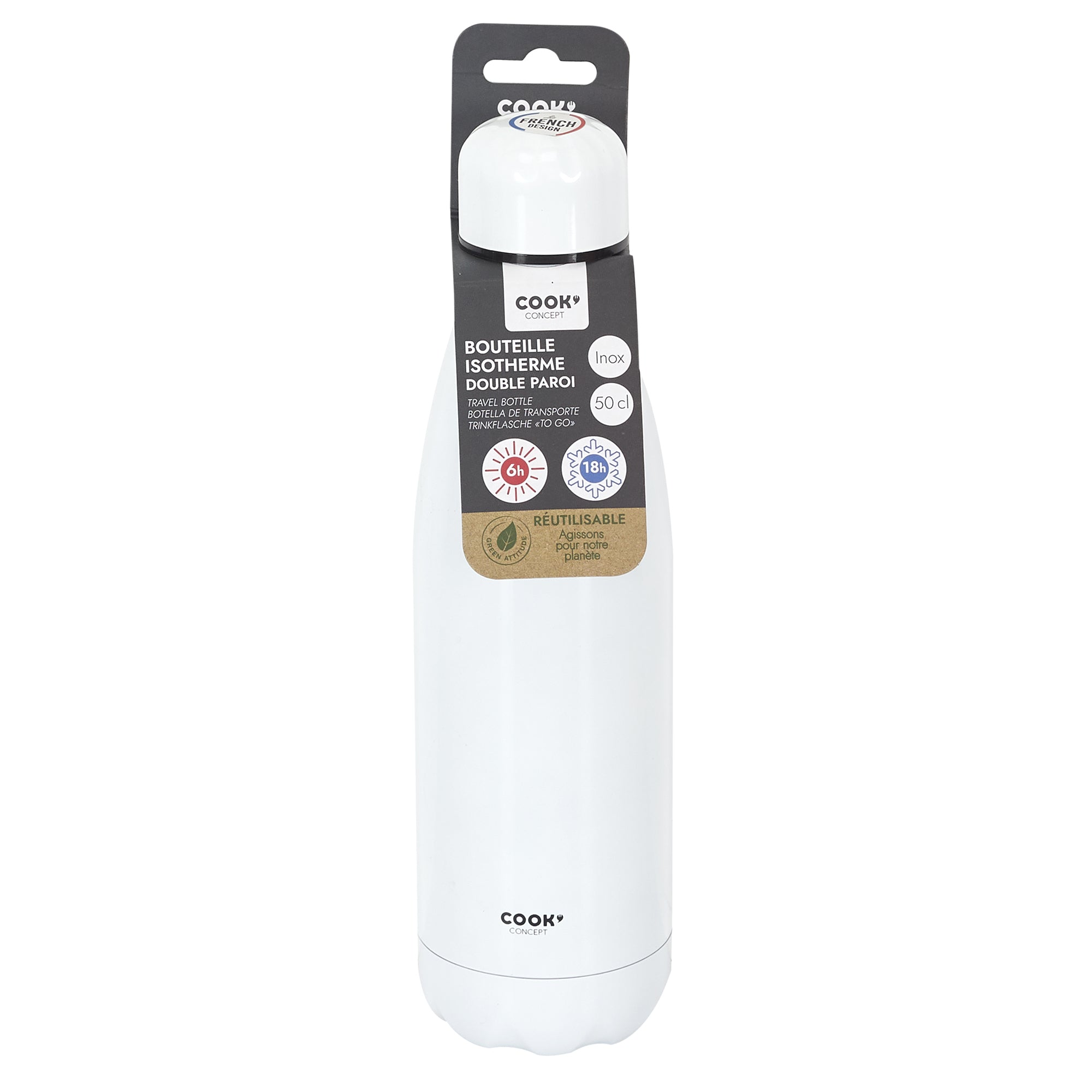 BOUTEILLE DE TRANSPORT ISOTHERME BLANCHE 50CL