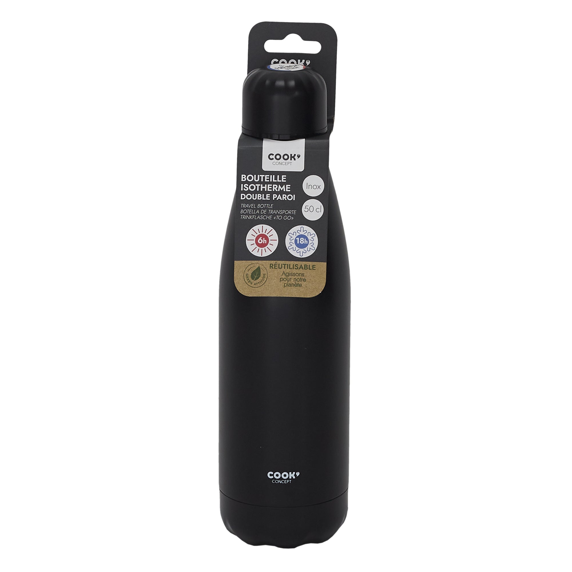 BOUTEILLE DE TRANSPORT ISOTHERME NOIRE 50CL