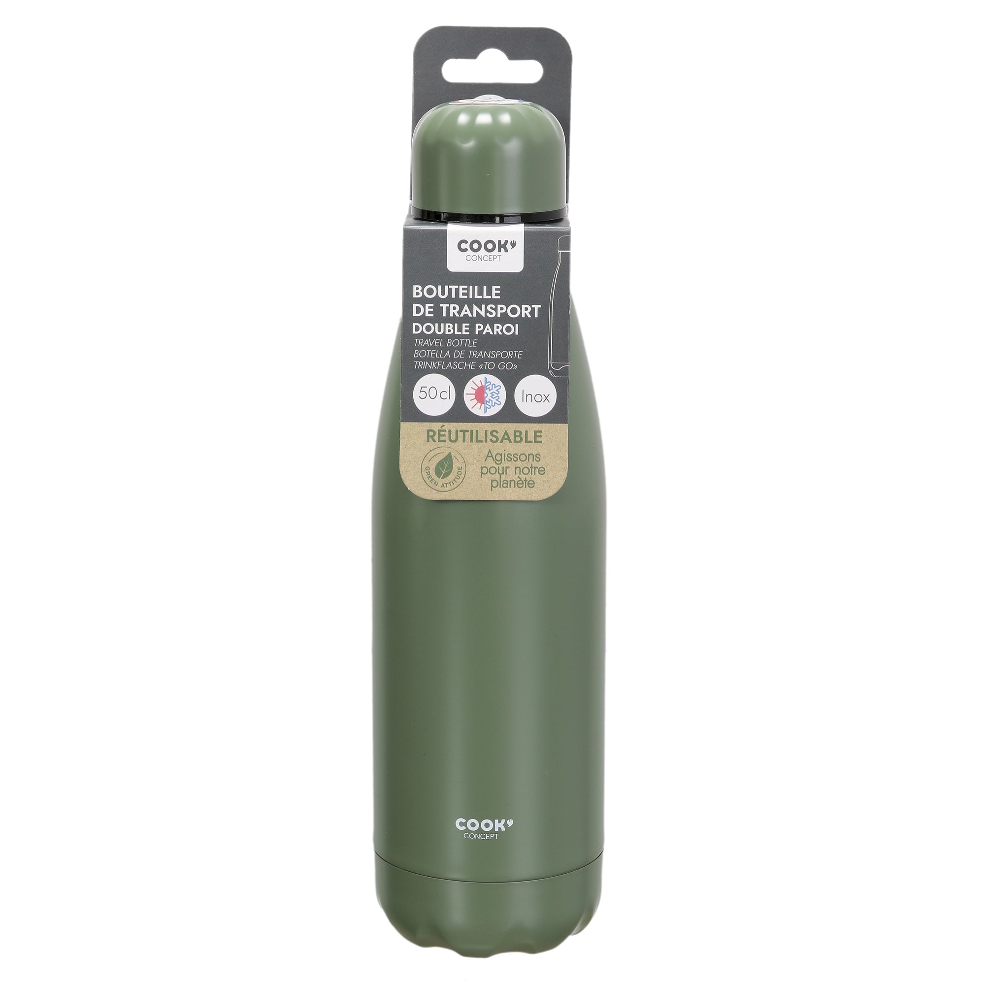 BOUTEILLE DE TRANSPORT ISOTHERME VERTE 50CL