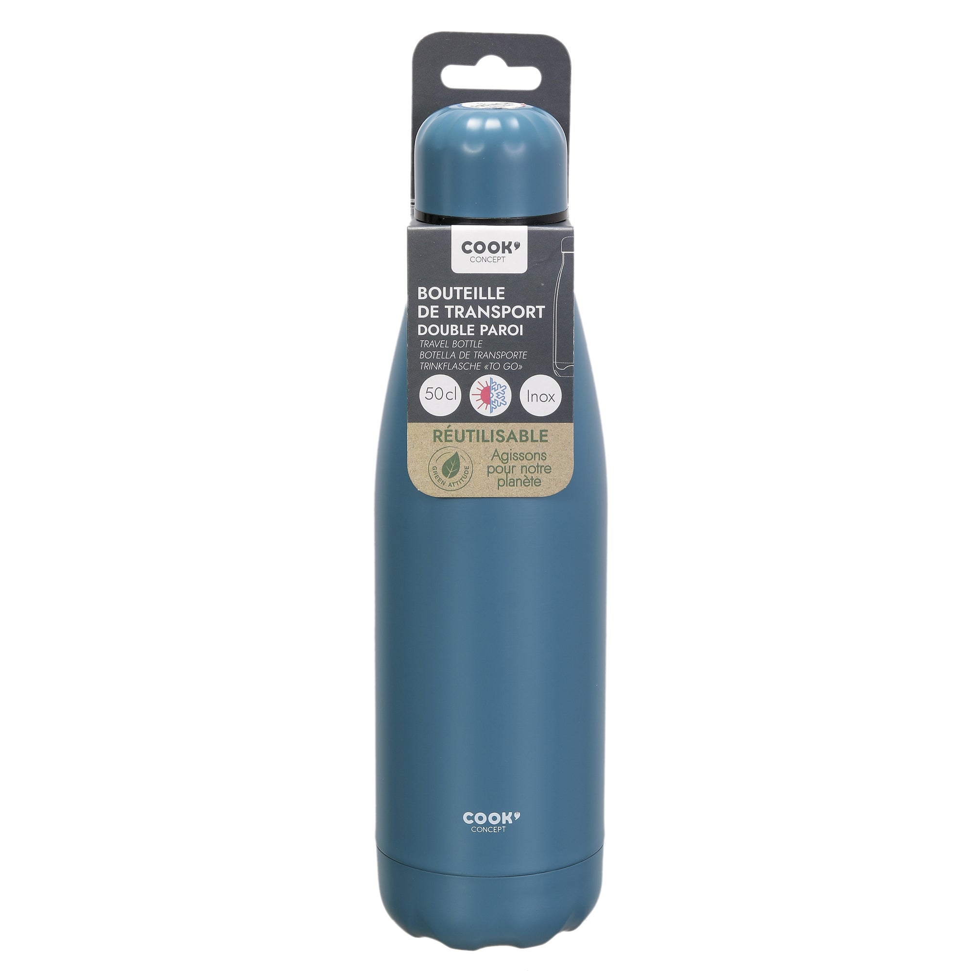 BOUTEILLE DE TRANSPORT ISOTHERME BLEUE 50CL