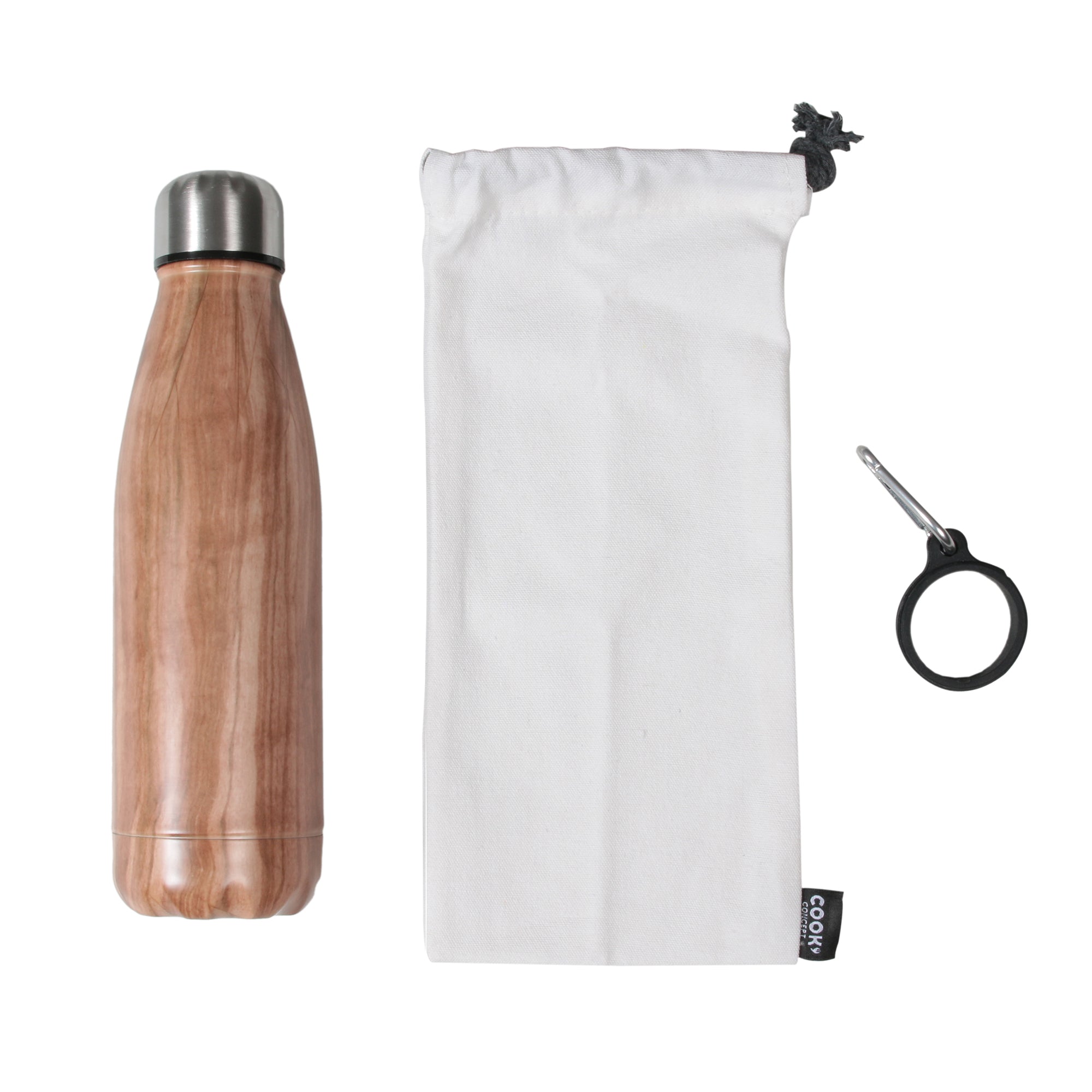 COFFRET BOUTEILLE ISOTHERME EFFET BOIS 50CL