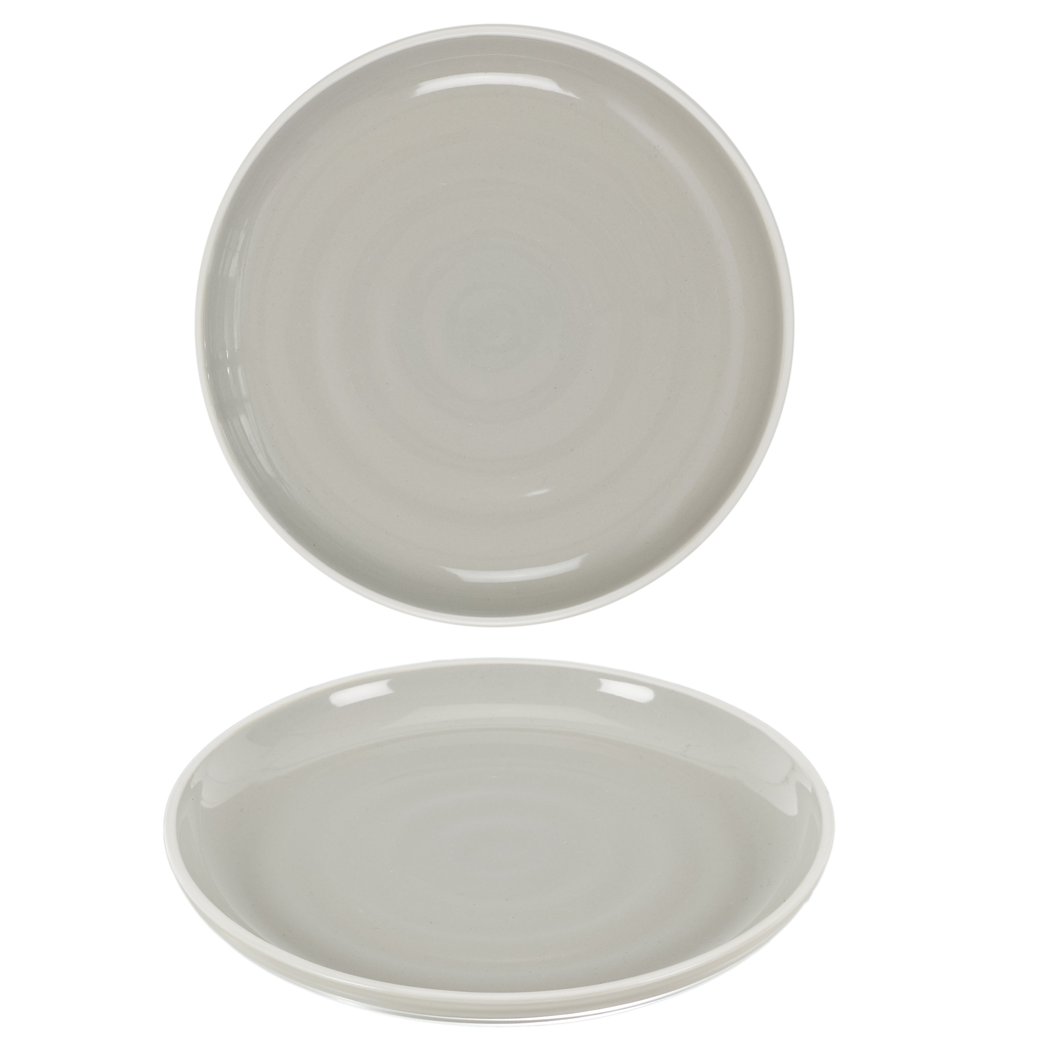 ASSIETTE BICOLORE GRISE 20CM - LOT DE 6