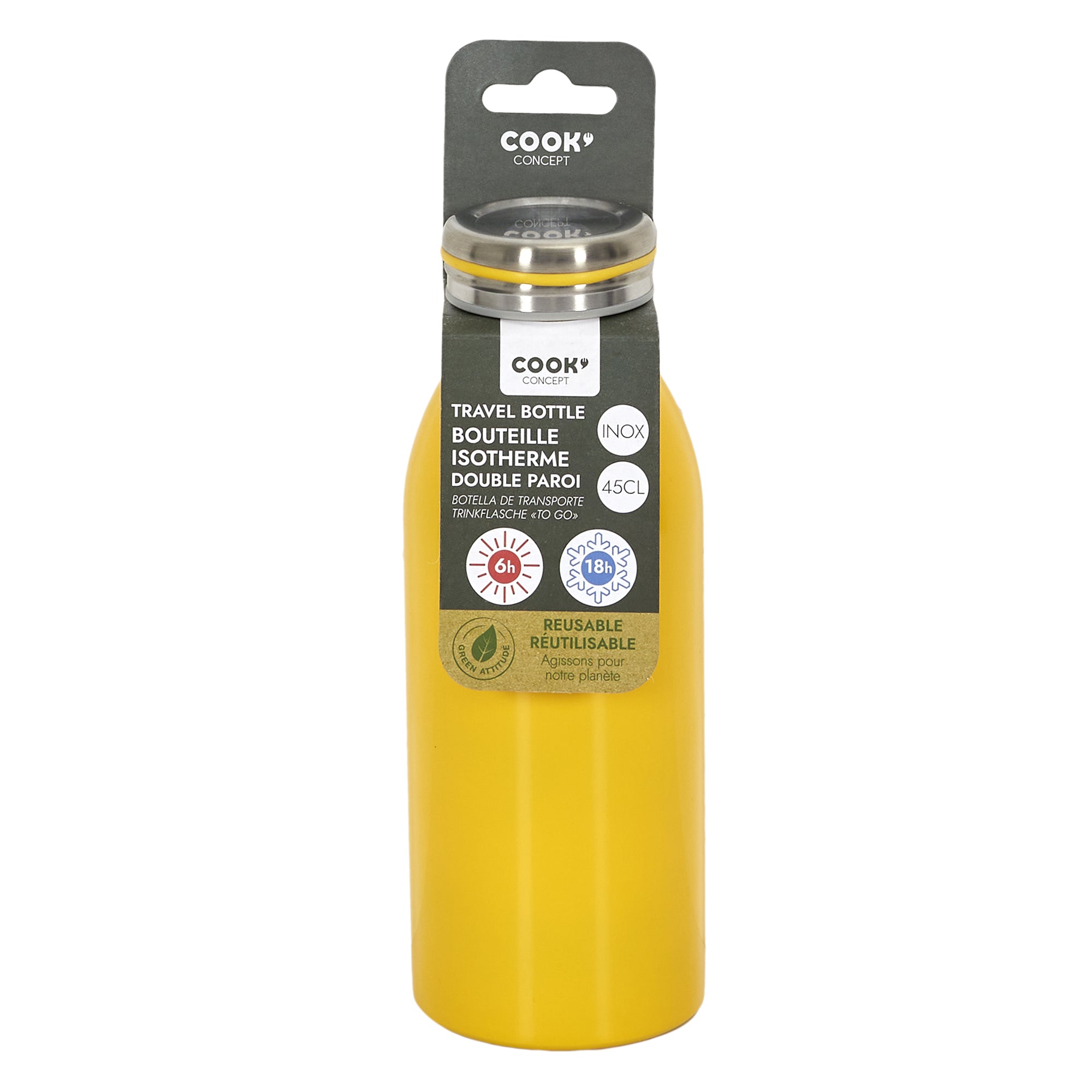 BOUTEILLE DE TRANSPORT ISOTHERME JAUNE 45CL