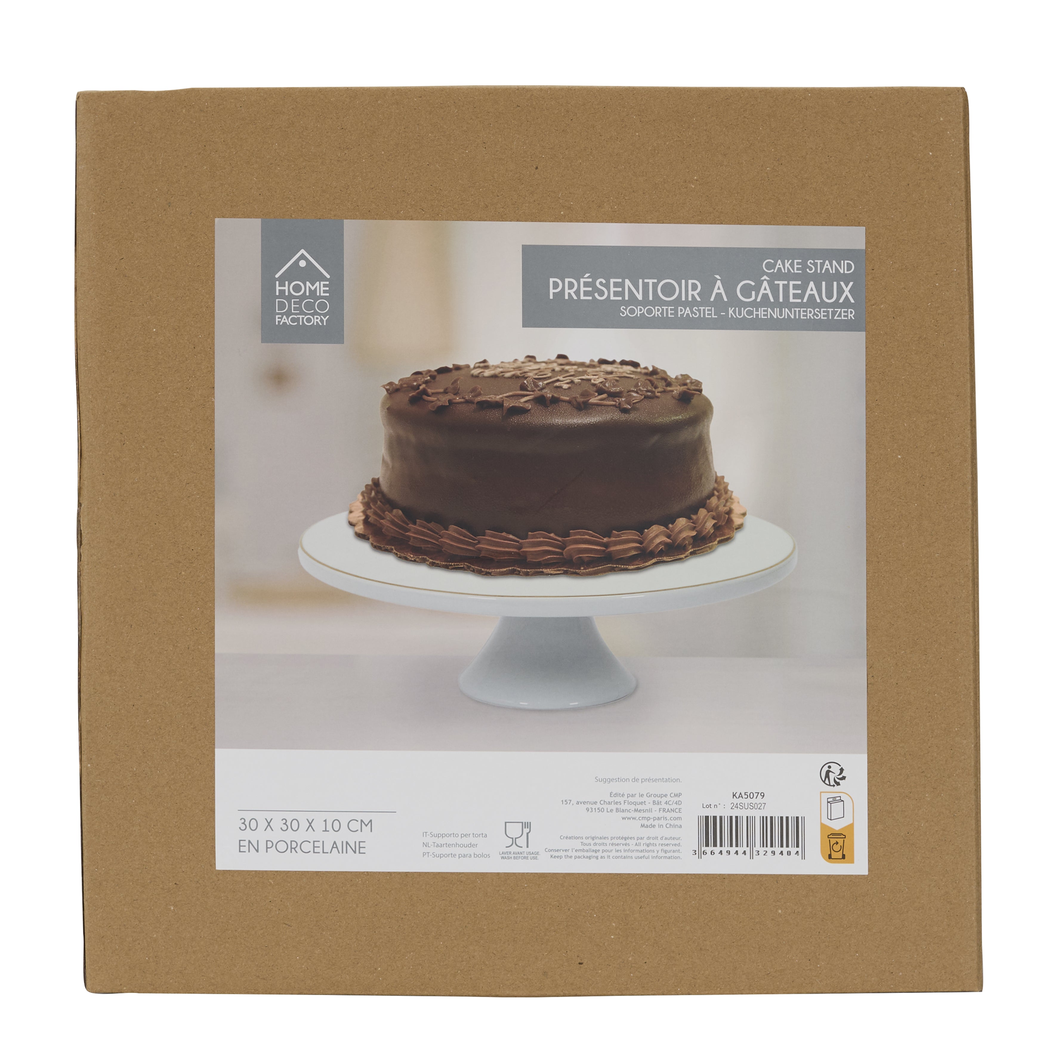 SUPPORT A GATEAU PORCELAINE LISERE DORE