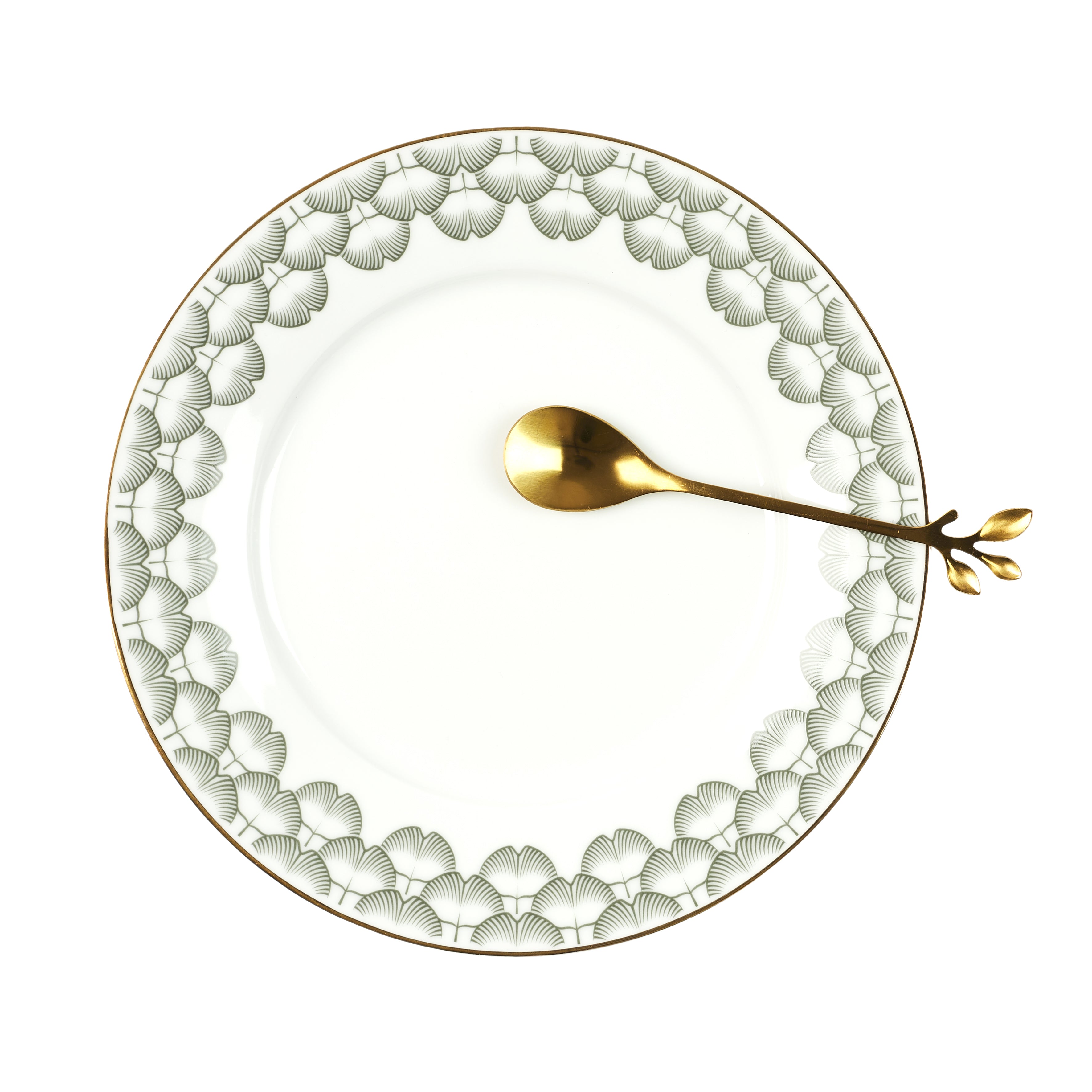 CUILLERE A CAFE FEUILLE DORE X4