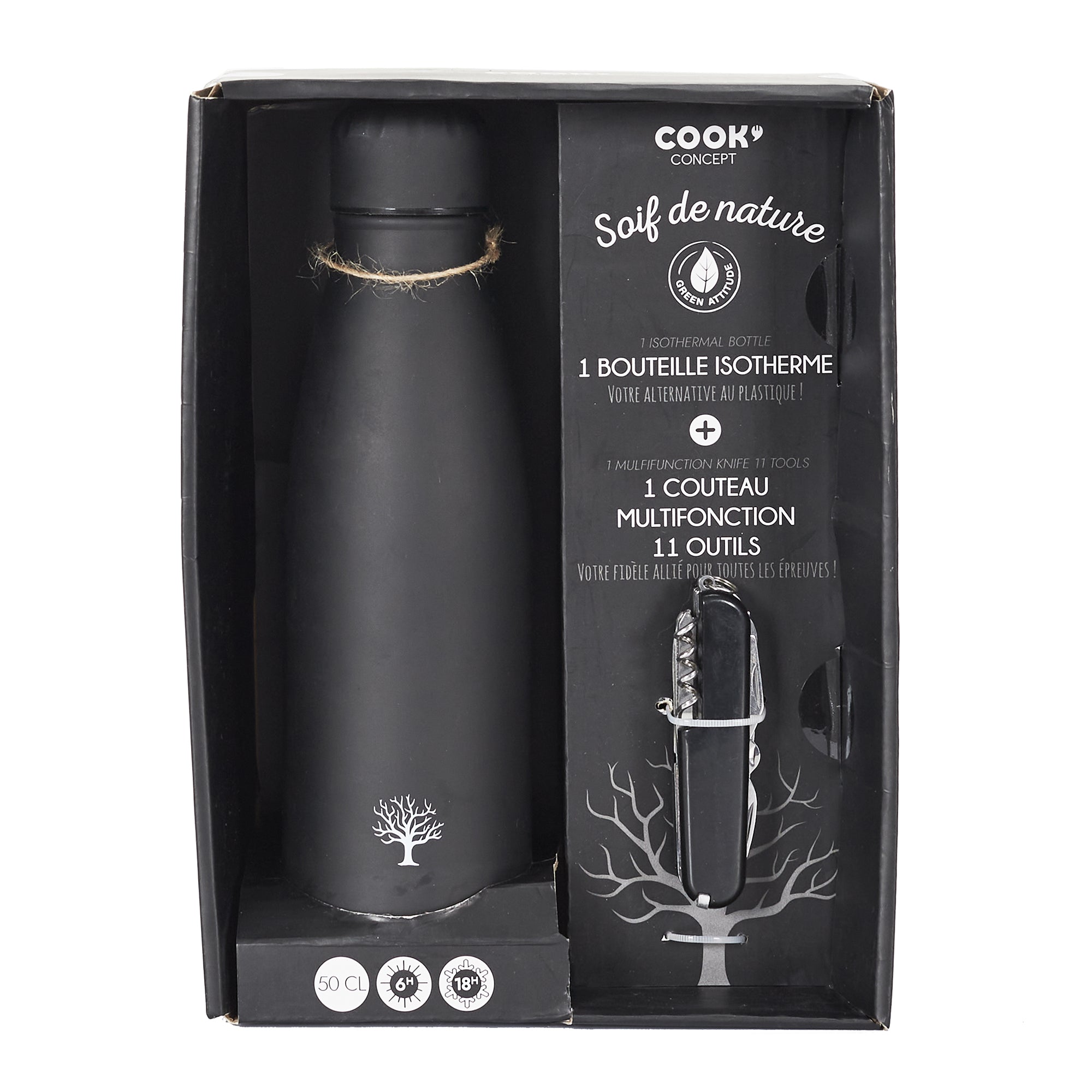 BOUTEILLE ISOTHERME COUTEAU MULTIUSAGE COFFRET