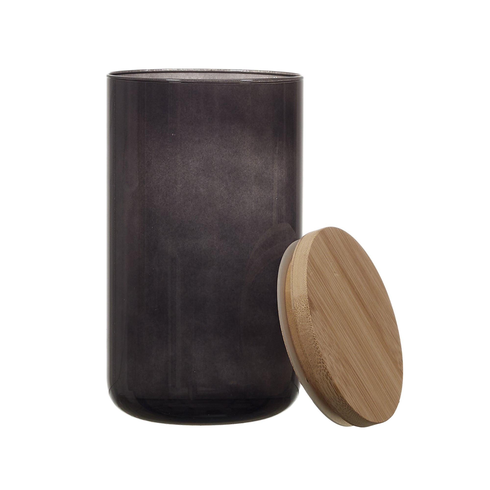 BOCAL VERRE COLORE COUVERCLE BAMBOU 1L