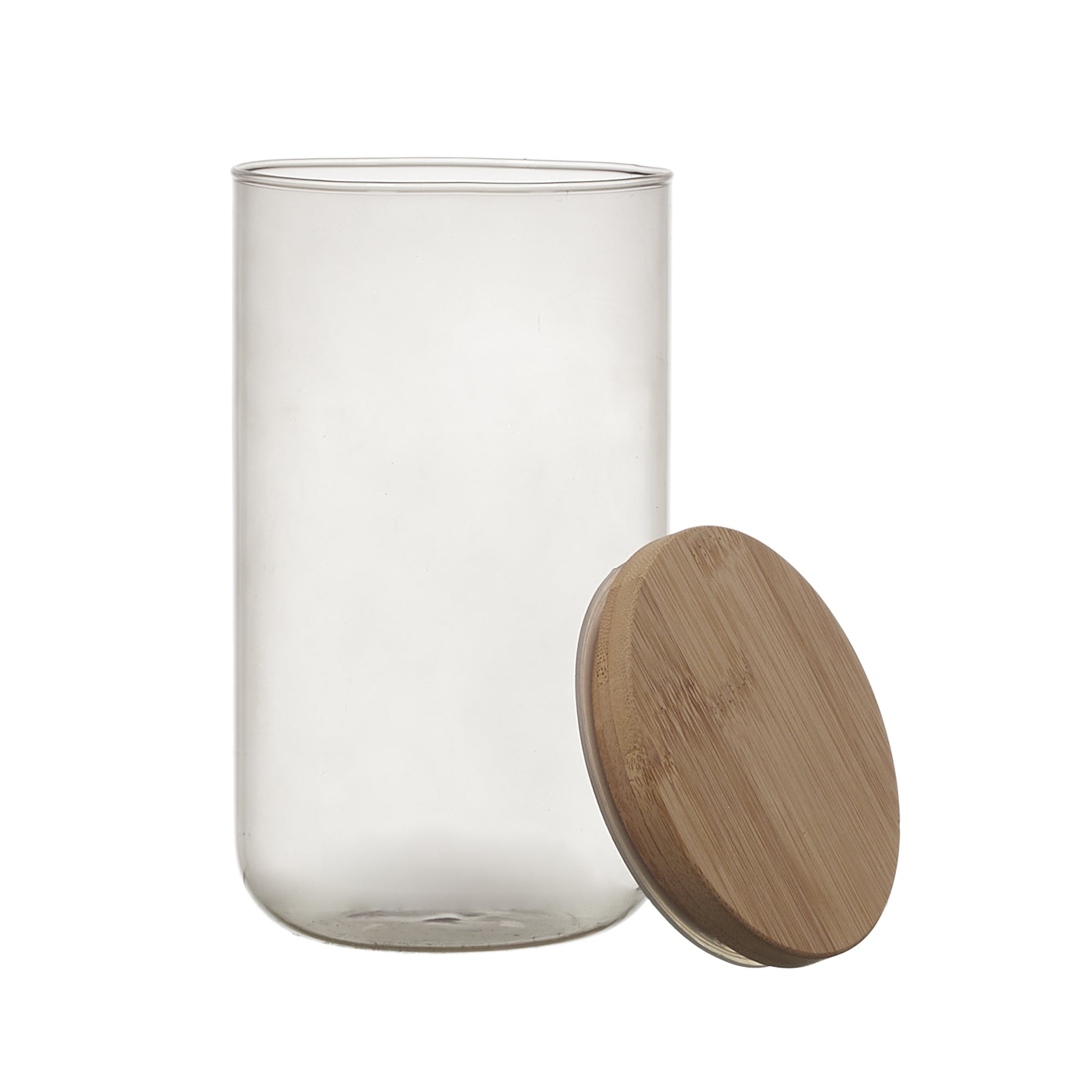 BOCAL VERRE COLORE COUVERCLE BAMBOU 1L