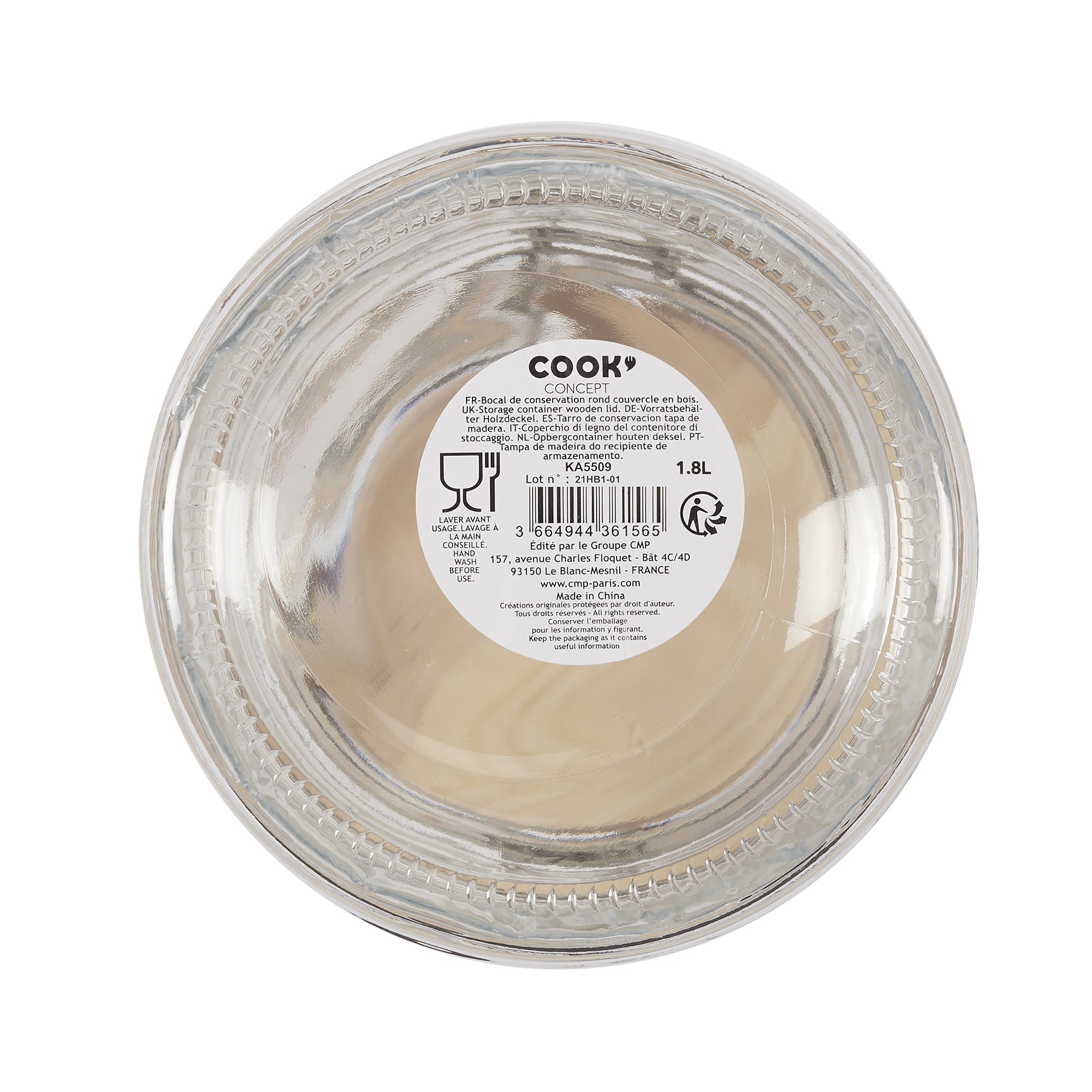 BOCAL DE CONSERVATION COUVERCLE EN BOIS 1.8L
