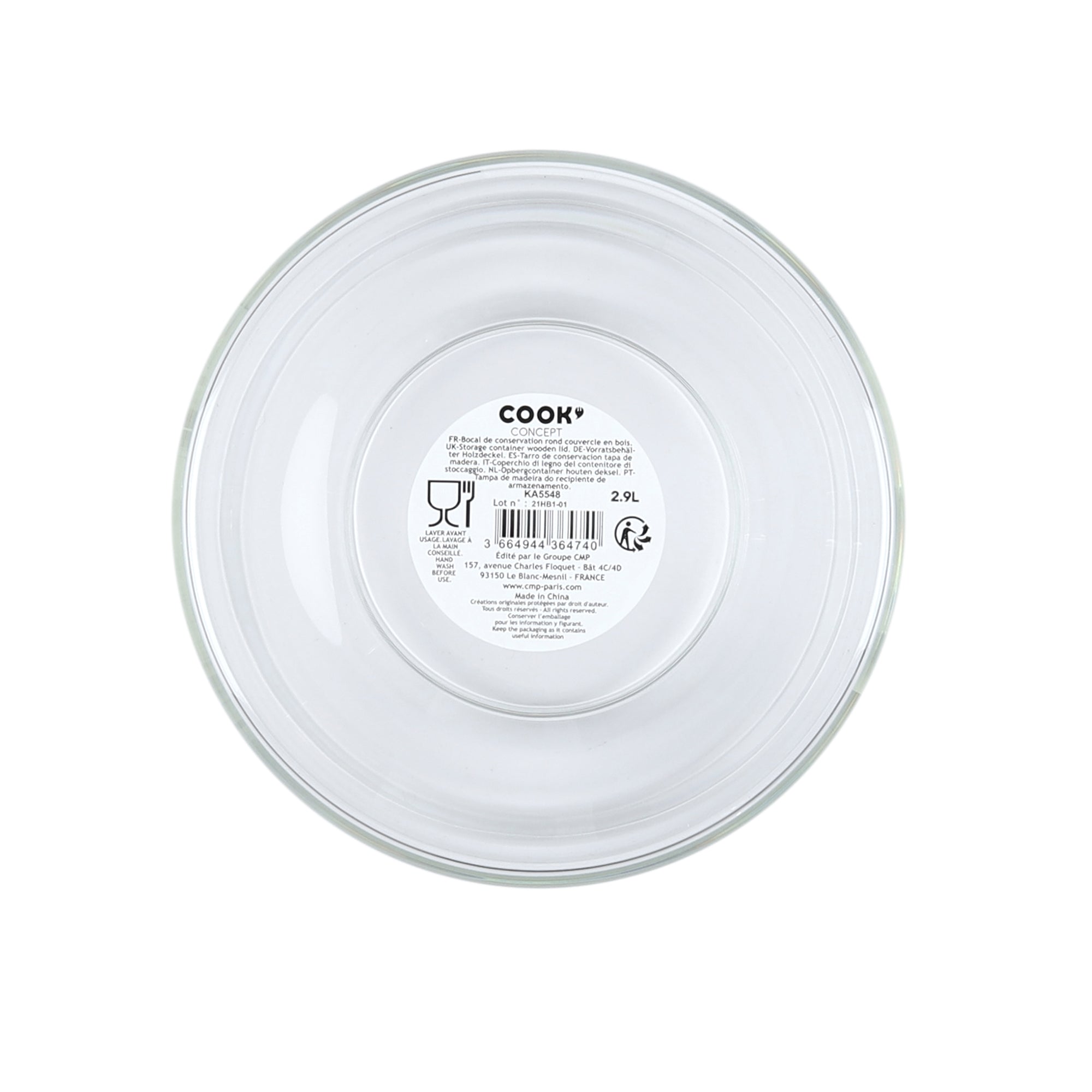 BOCAL DE CONSERVATION VERRE COUVERCLE BOIS 2.9L