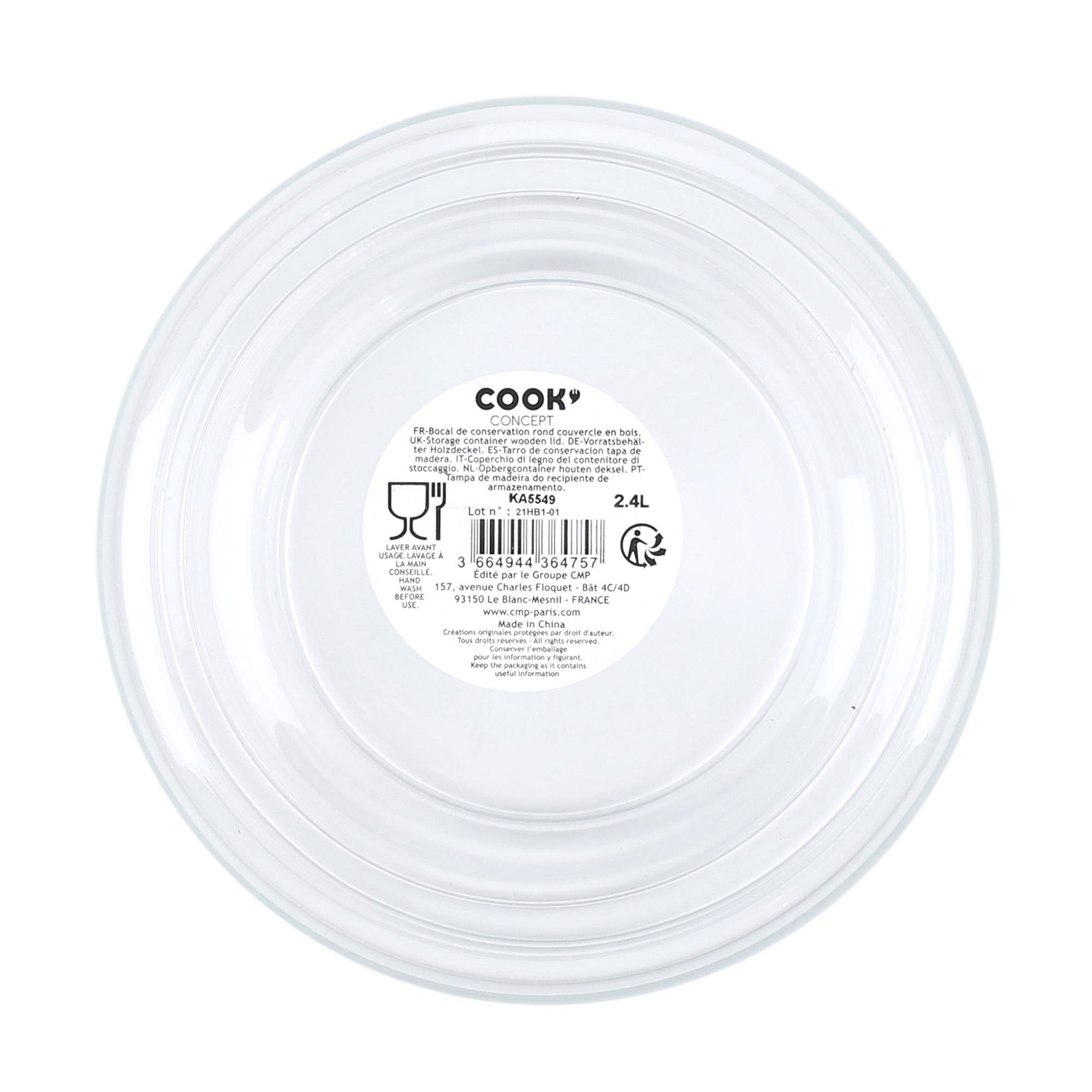 BOCAL DE CONSERVATION VERRE COUVERCLE BOIS 2.4L